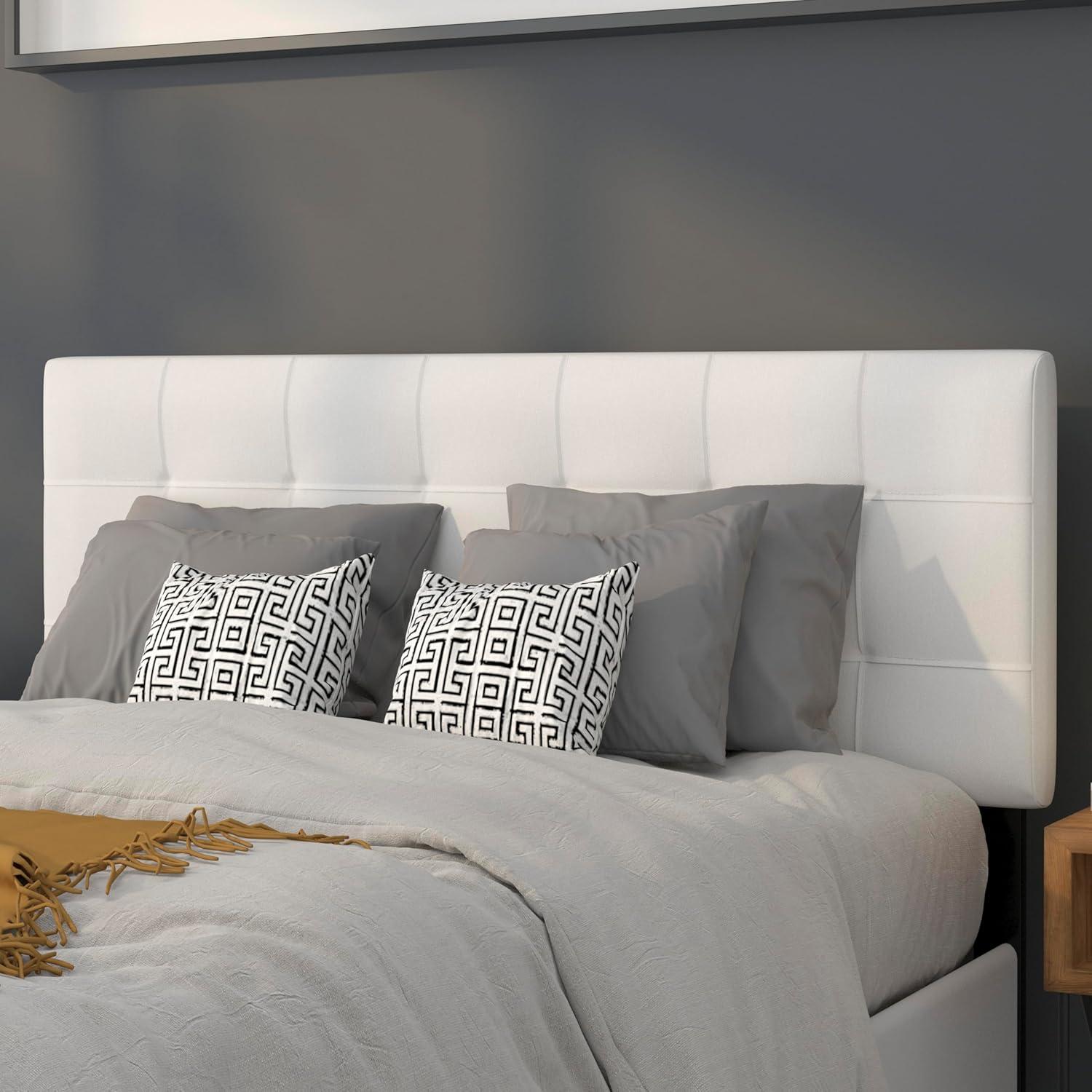 imageFlash Furniture Bedford Box Stitch Tufted Upholstered Twin Size Headboard in Black FabricWhite