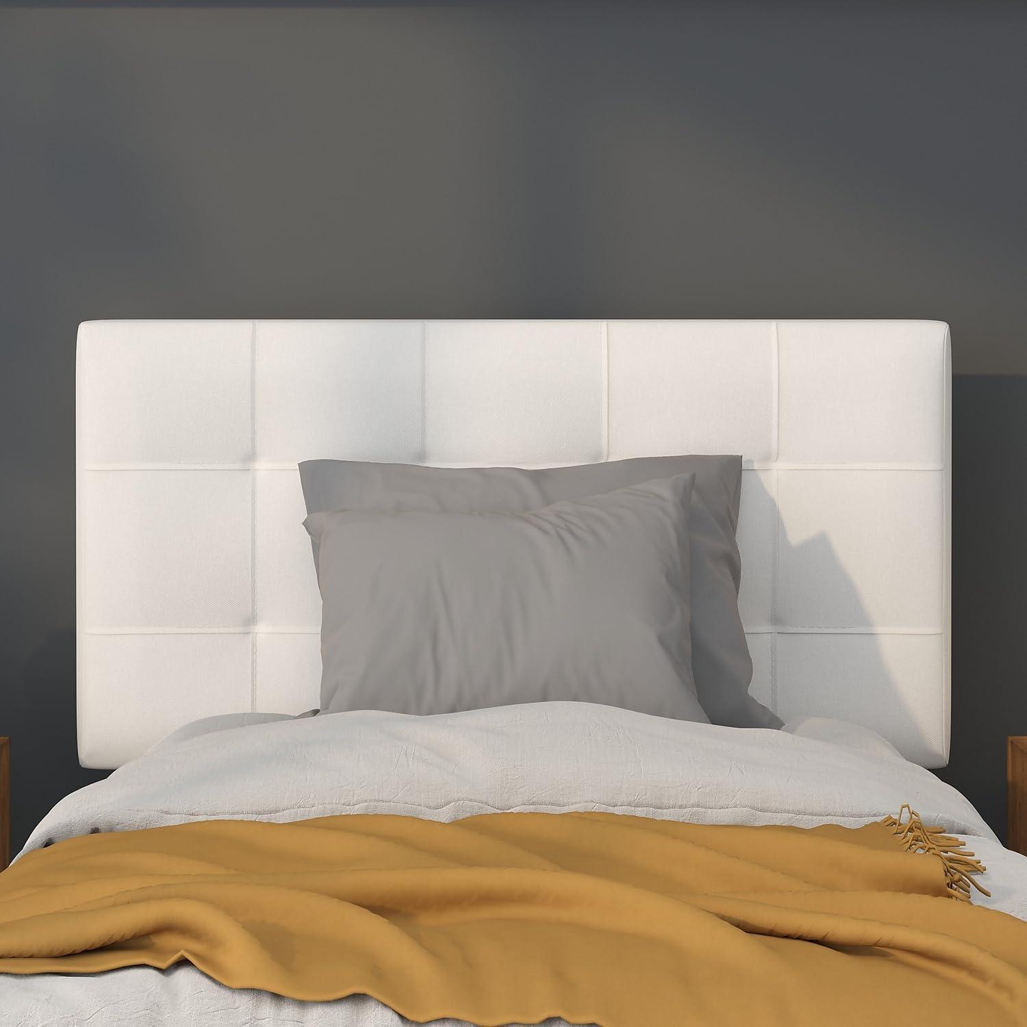 imageFlash Furniture Bedford Box Stitch Tufted Upholstered Twin Size Headboard in Black FabricWhite