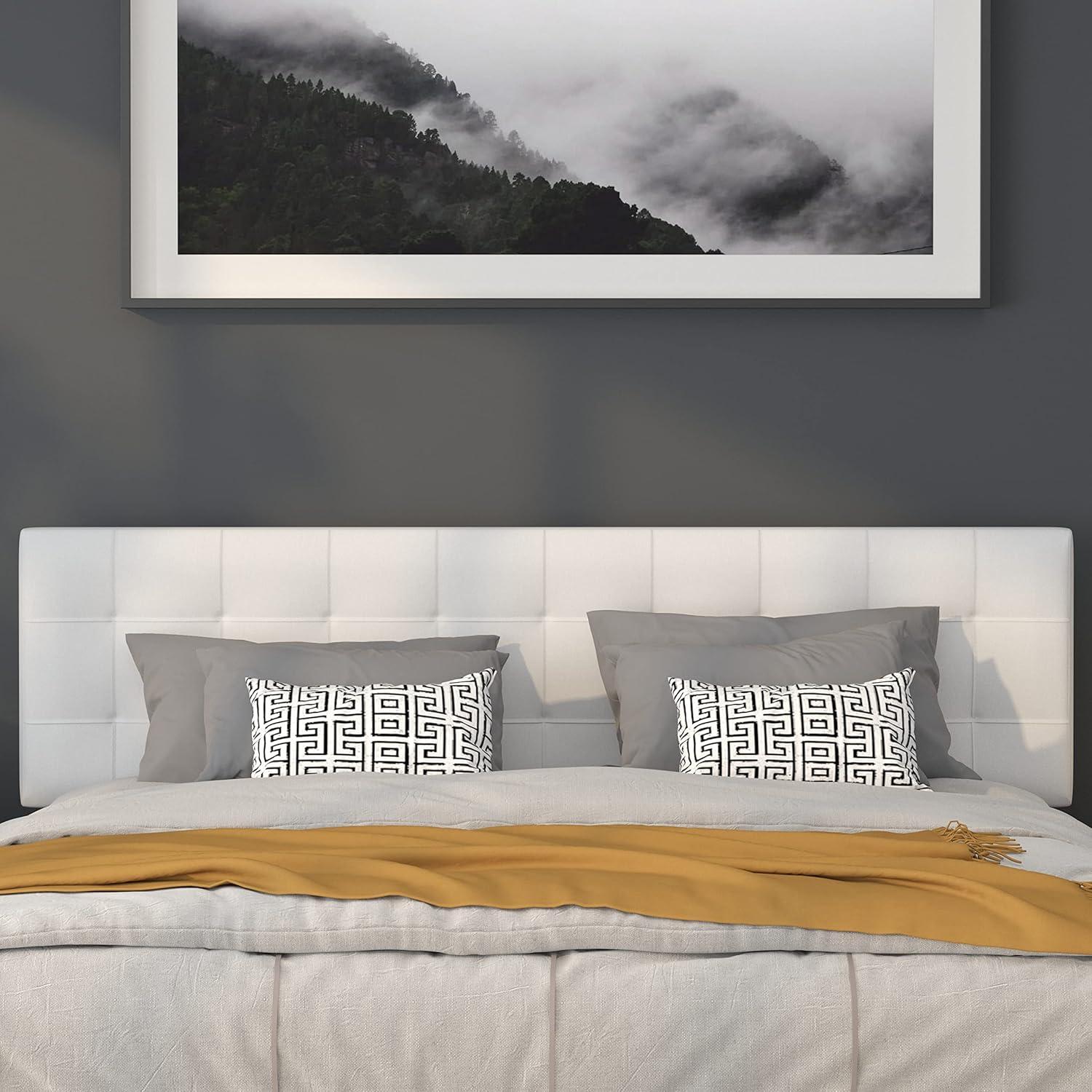 imageFlash Furniture Bedford Box Stitch Tufted Upholstered Twin Size Headboard in Black FabricWhite