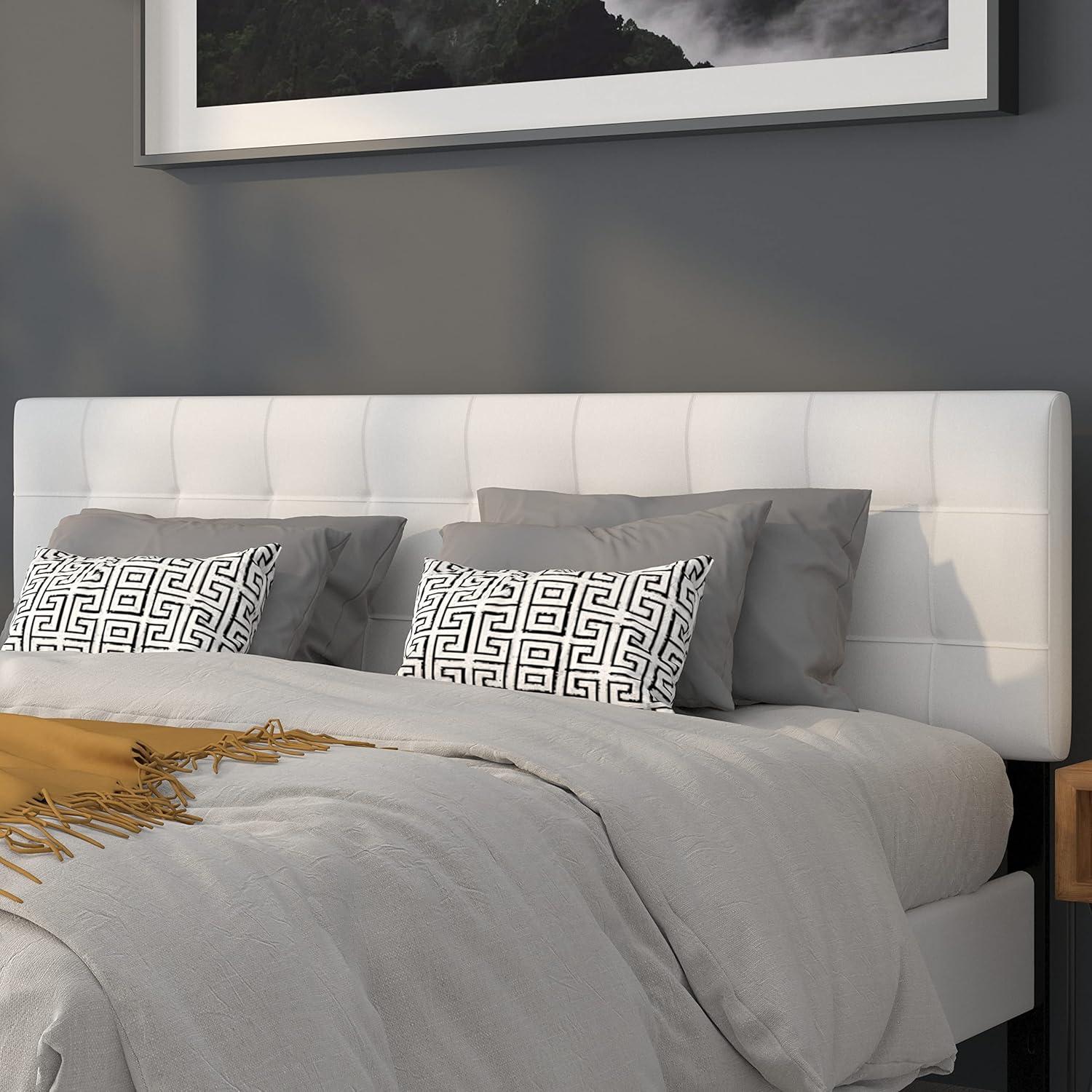 imageFlash Furniture Bedford Box Stitch Tufted Upholstered Twin Size Headboard in Black FabricWhite