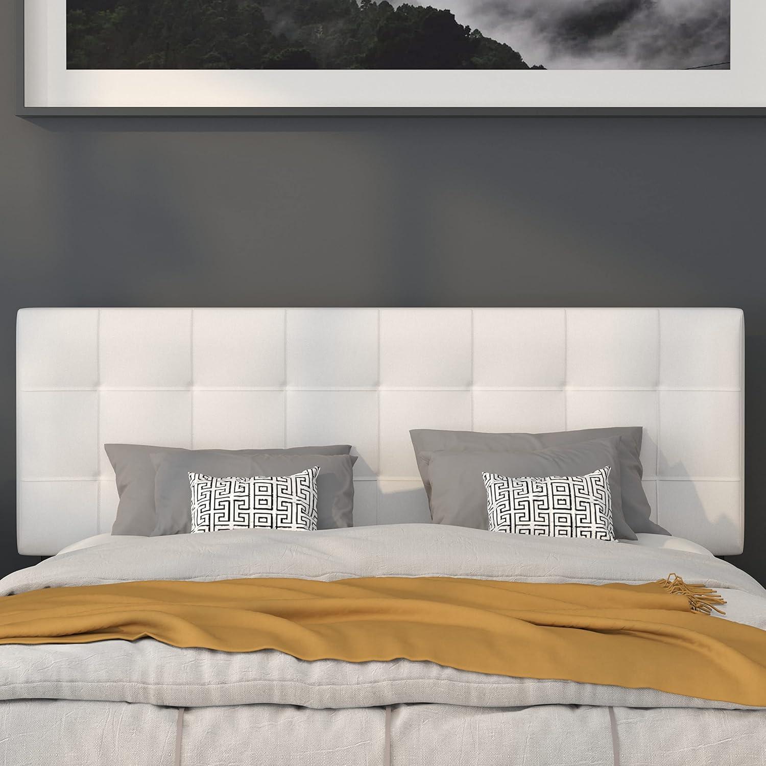 imageFlash Furniture Bedford Box Stitch Tufted Upholstered Twin Size Headboard in Black FabricWhite