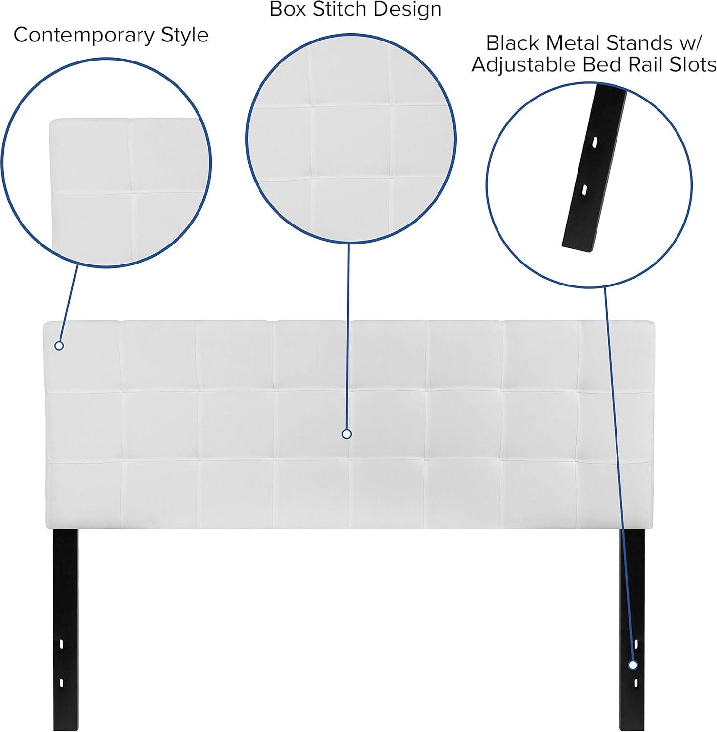 imageFlash Furniture Bedford Box Stitch Tufted Upholstered Twin Size Headboard in Black FabricWhite