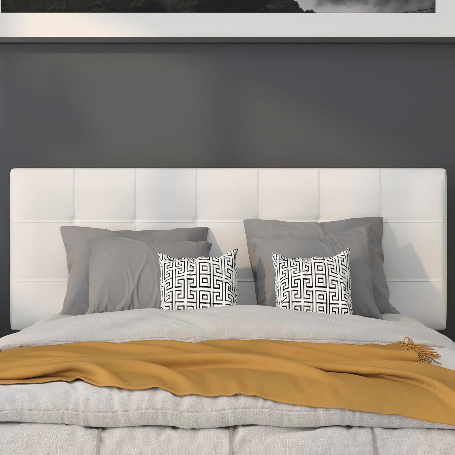imageFlash Furniture Bedford Box Stitch Tufted Upholstered Twin Size Headboard in Black FabricWhite