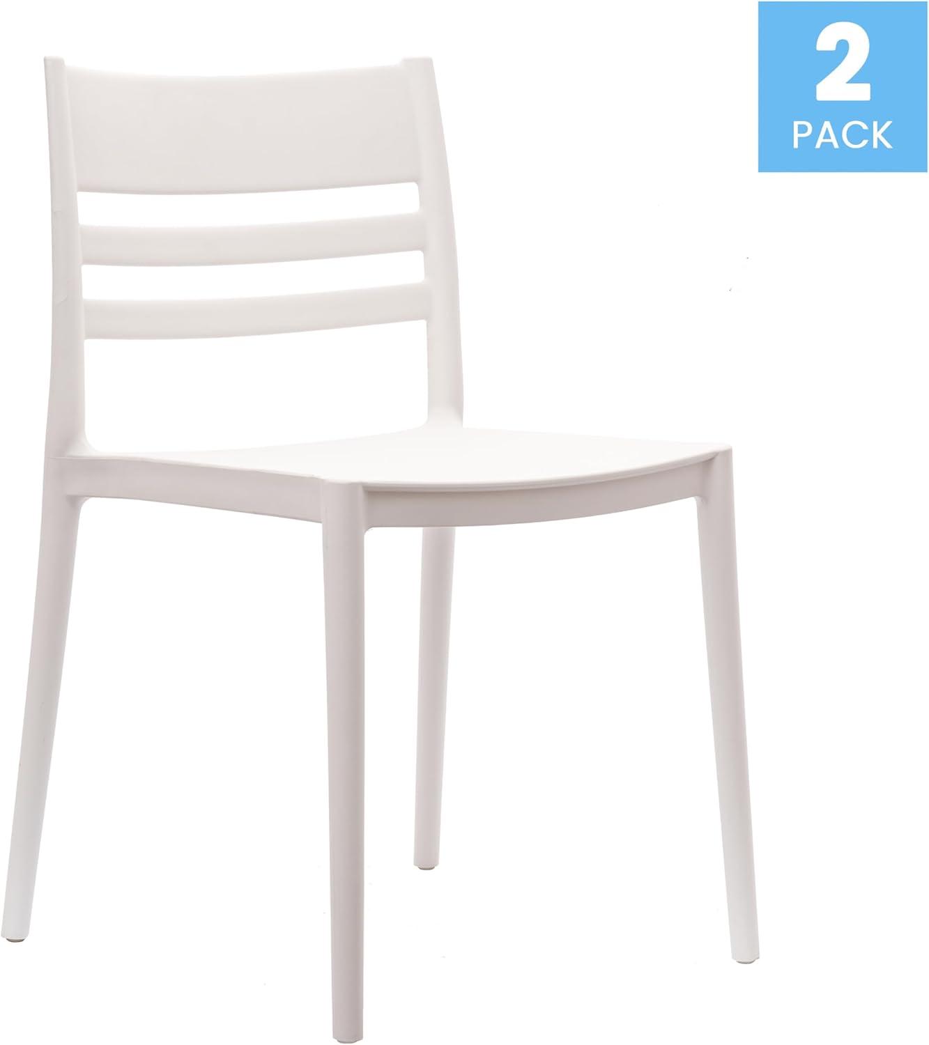 imageFlash Furniture Bridgeport Slat Back Patio Chair with Contoured Seat Commercial AllWeather Stacking Resin Chair UV Resistant IndoorOutdoor Black Set of 4White