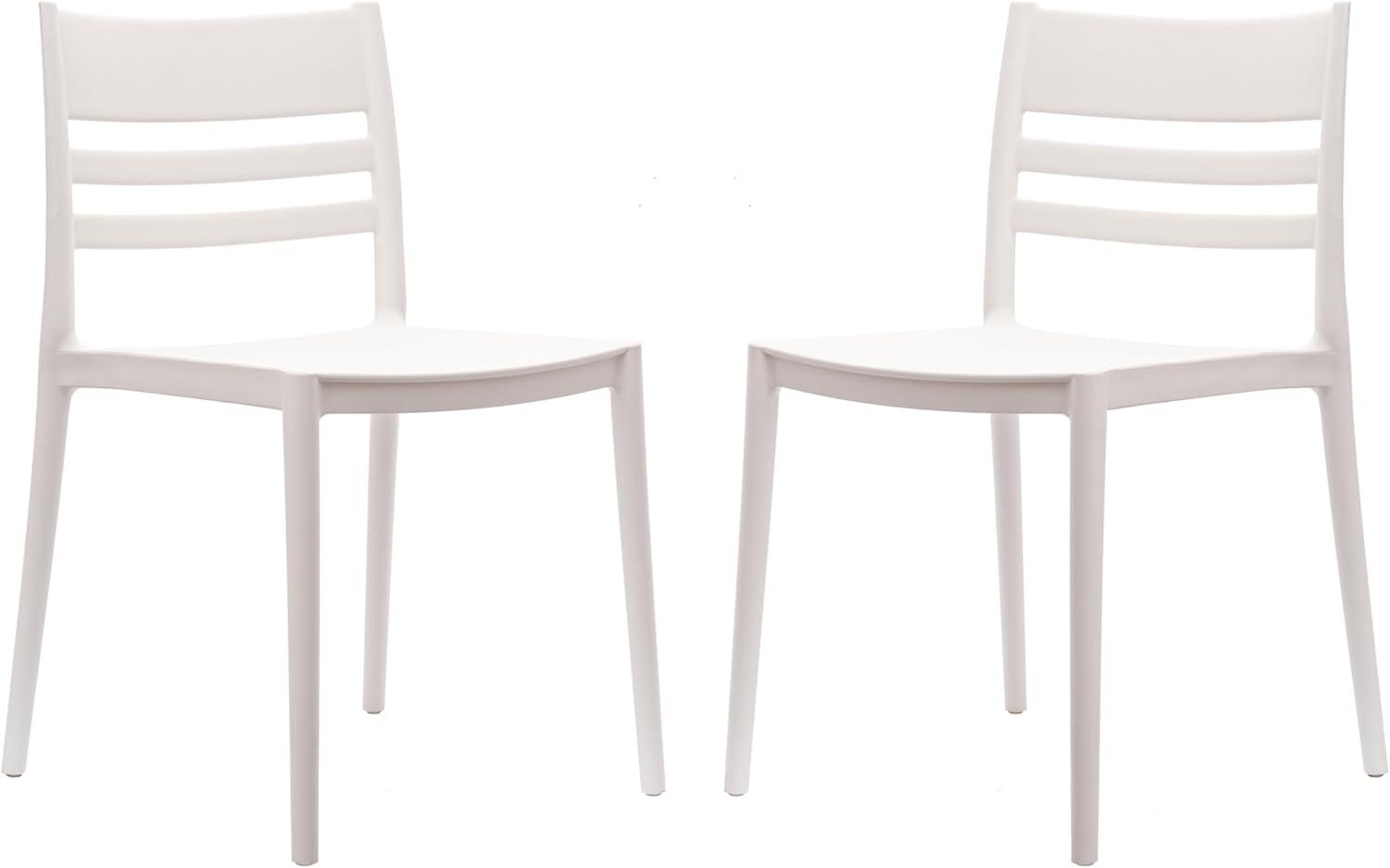 imageFlash Furniture Bridgeport Slat Back Patio Chair with Contoured Seat Commercial AllWeather Stacking Resin Chair UV Resistant IndoorOutdoor Black Set of 4White