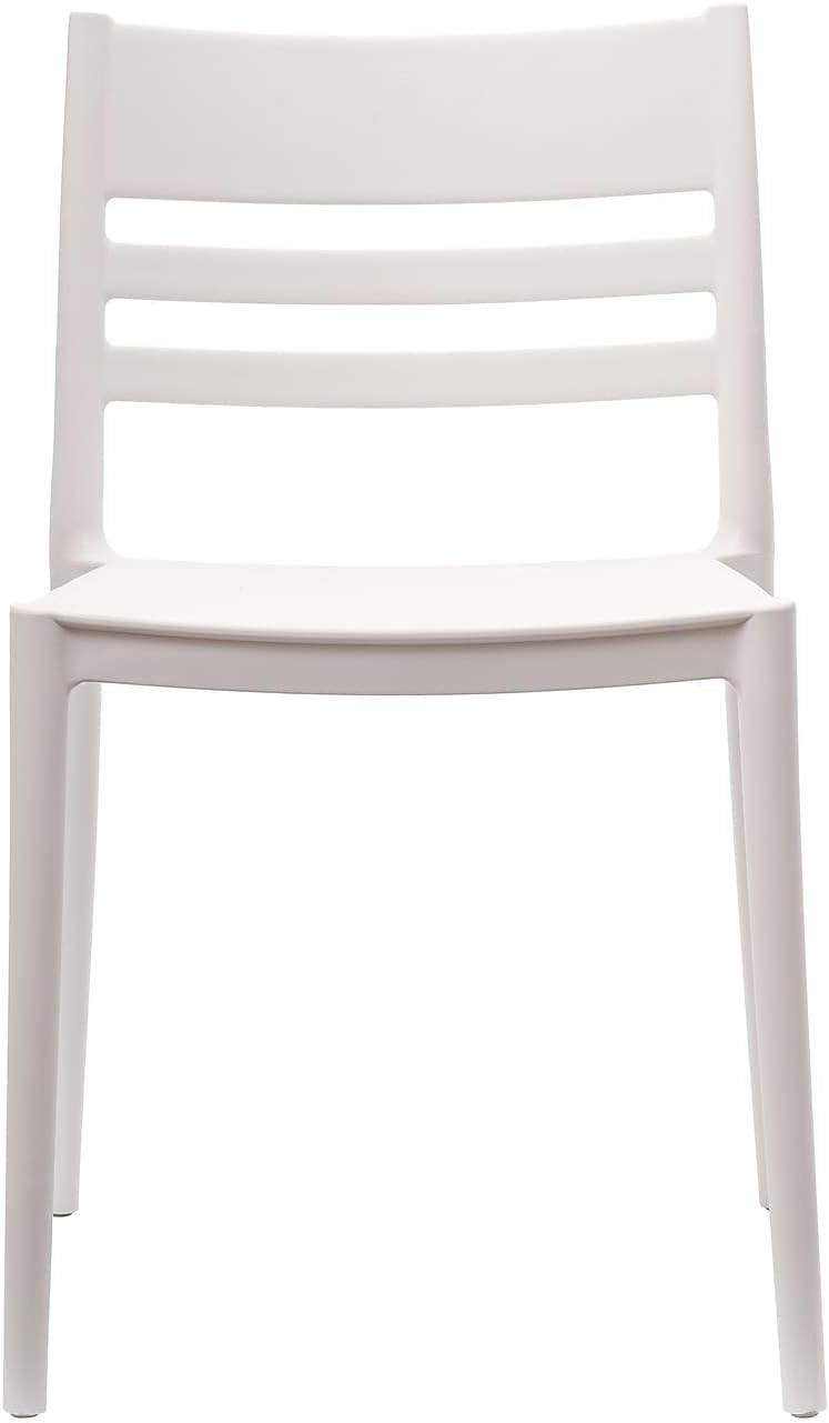 imageFlash Furniture Bridgeport Slat Back Patio Chair with Contoured Seat Commercial AllWeather Stacking Resin Chair UV Resistant IndoorOutdoor Black Set of 4White