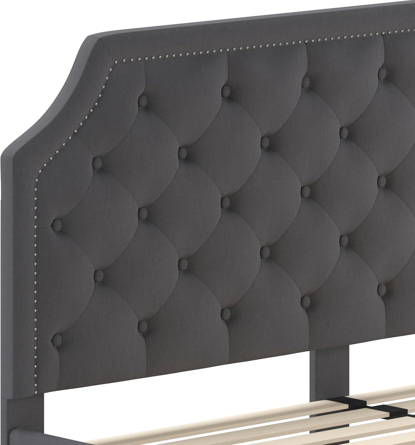 imageFlash Furniture Brighton Twin Size Tufted Upholstered Platform Bed in Light Gray FabricDark Gray