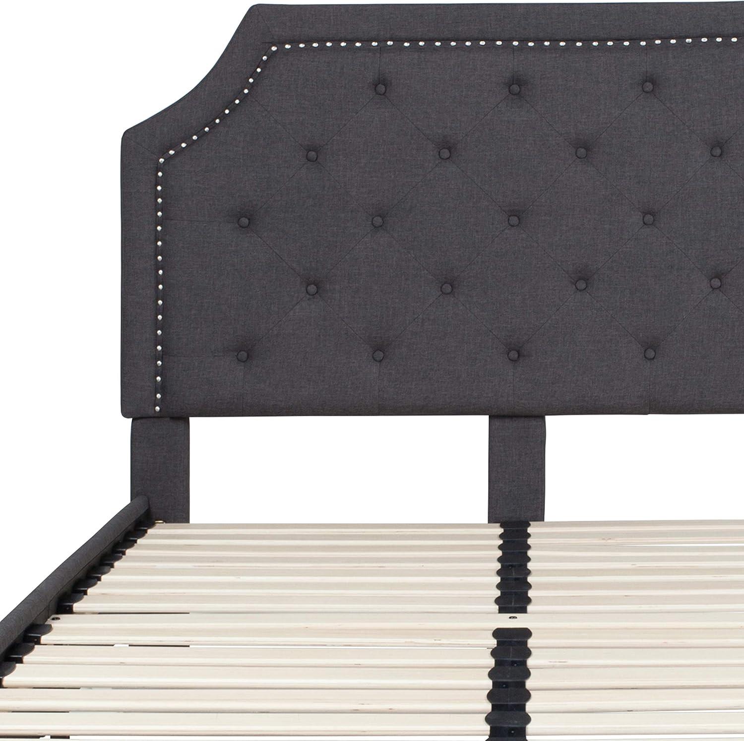 imageFlash Furniture Brighton Twin Size Tufted Upholstered Platform Bed in Light Gray FabricDark Gray