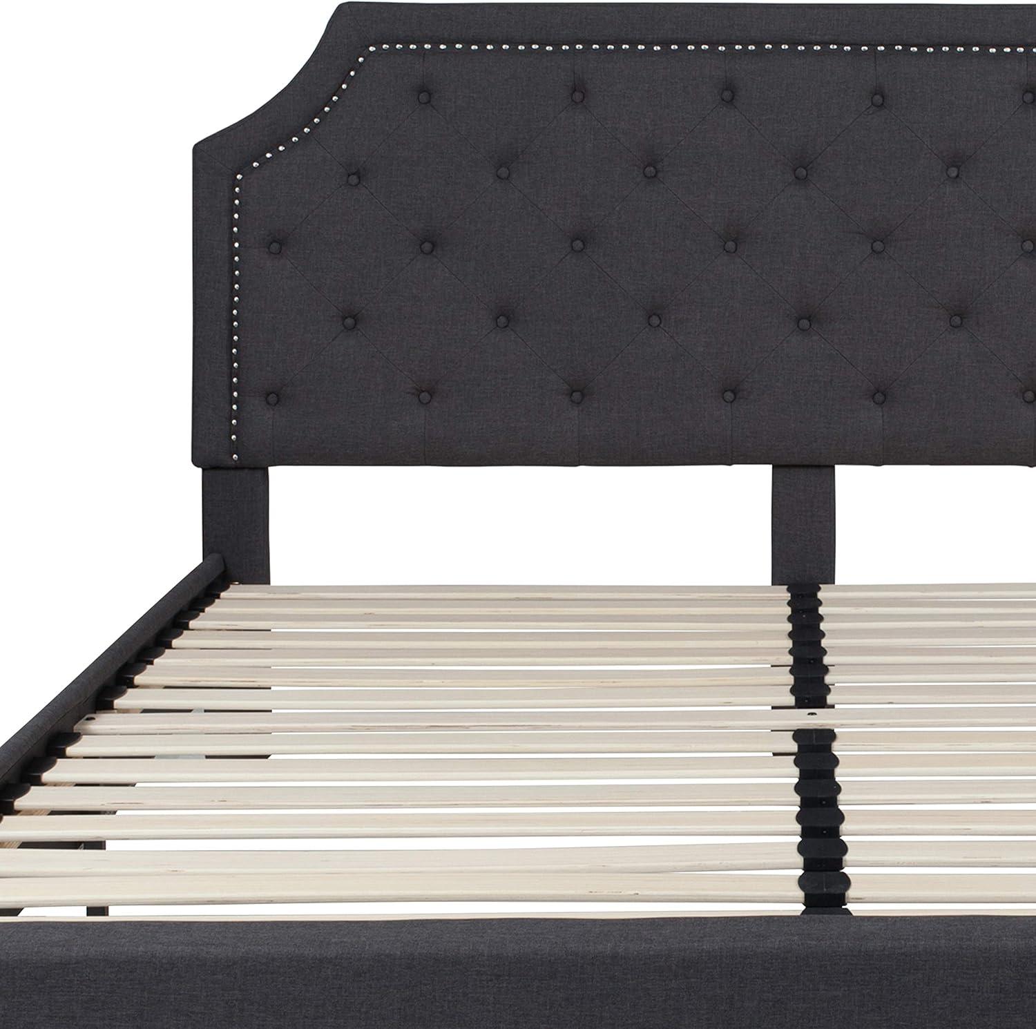 imageFlash Furniture Brighton Twin Size Tufted Upholstered Platform Bed in Light Gray FabricDark Gray