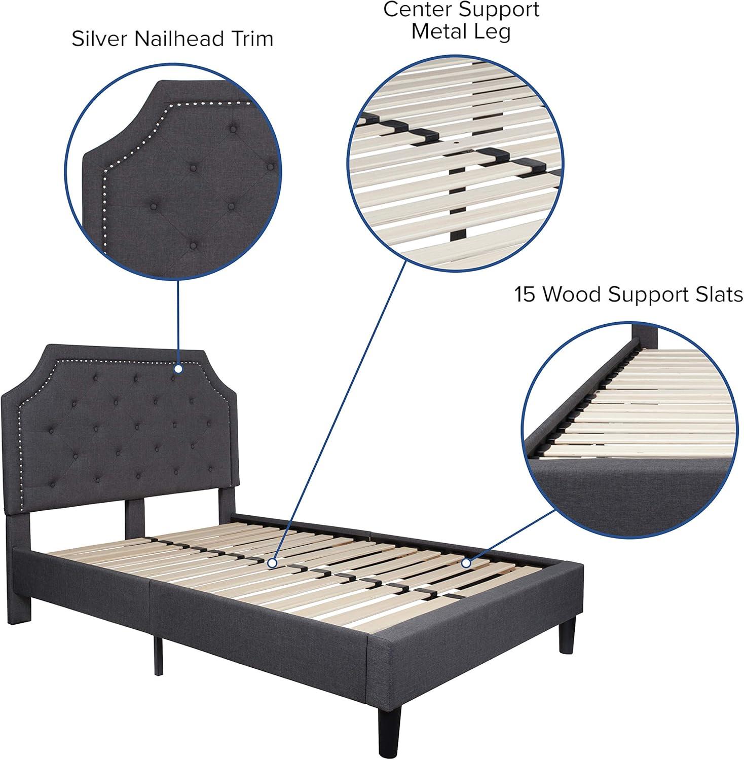 imageFlash Furniture Brighton Twin Size Tufted Upholstered Platform Bed in Light Gray FabricDark Gray