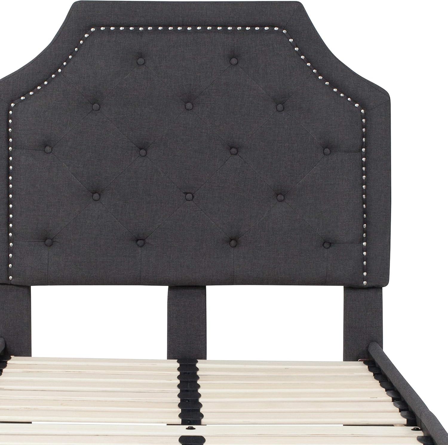 imageFlash Furniture Brighton Twin Size Tufted Upholstered Platform Bed in Light Gray FabricDark Gray