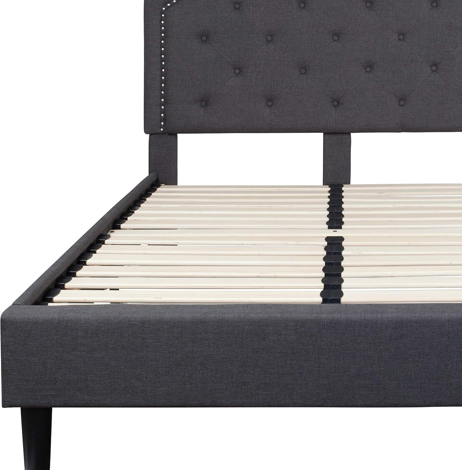 imageFlash Furniture Brighton Twin Size Tufted Upholstered Platform Bed in Light Gray FabricDark Gray