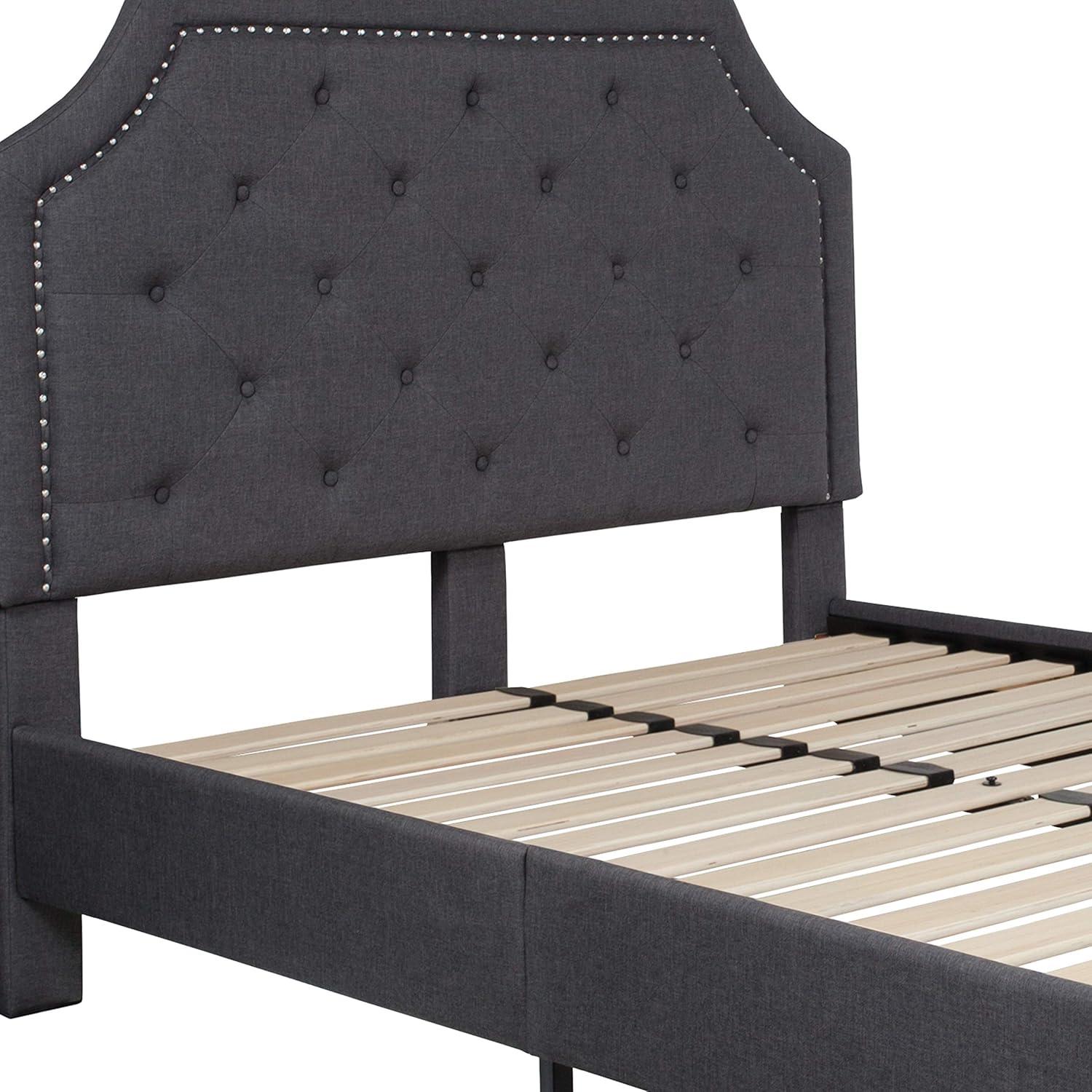 imageFlash Furniture Brighton Twin Size Tufted Upholstered Platform Bed in Light Gray FabricDark Gray