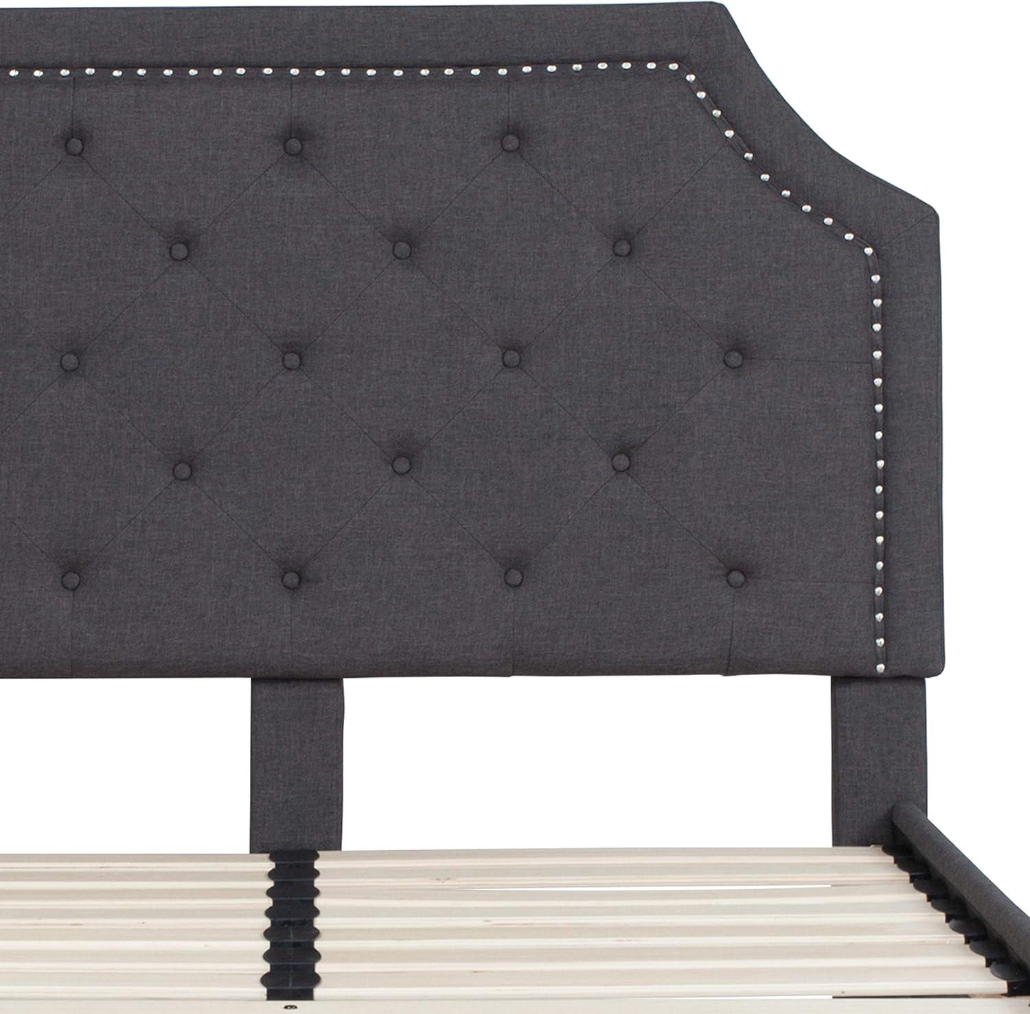 imageFlash Furniture Brighton Twin Size Tufted Upholstered Platform Bed in Light Gray FabricDark Gray