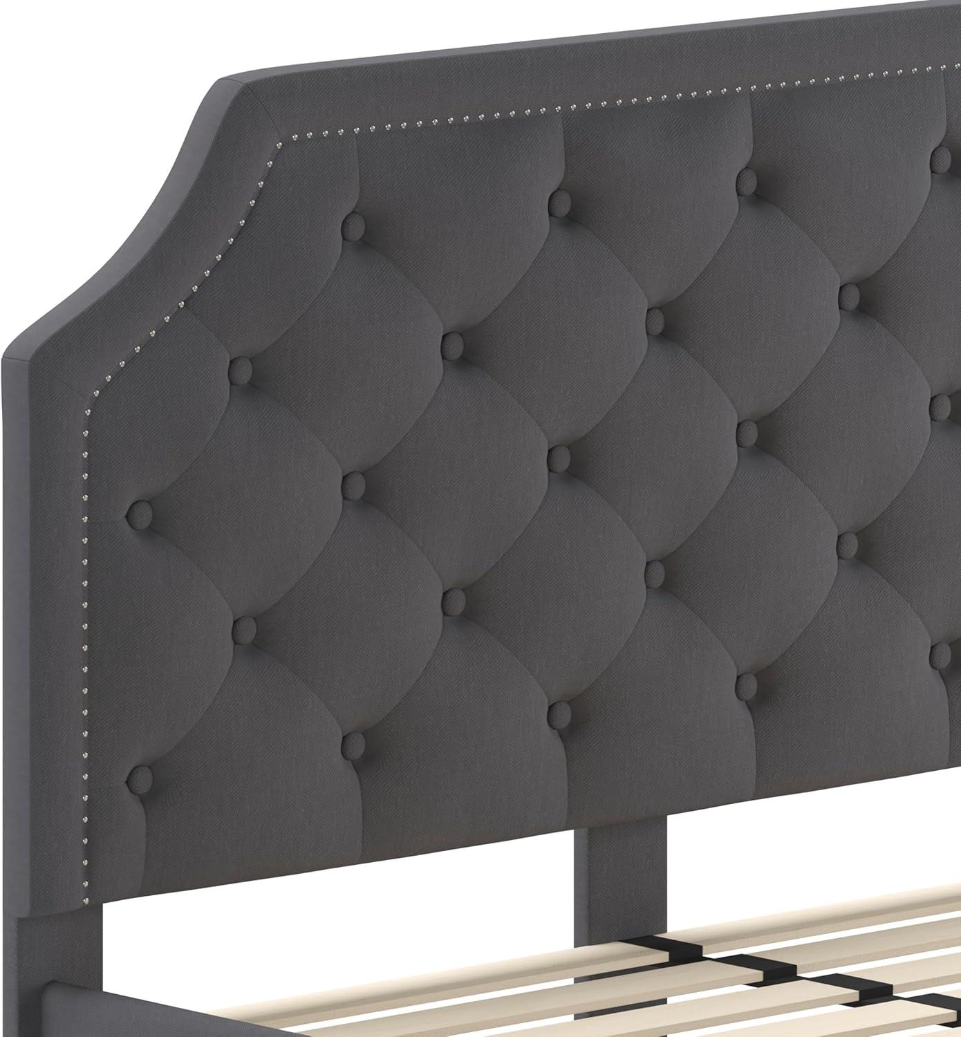imageFlash Furniture Brighton Twin Size Tufted Upholstered Platform Bed in Light Gray FabricDark Gray