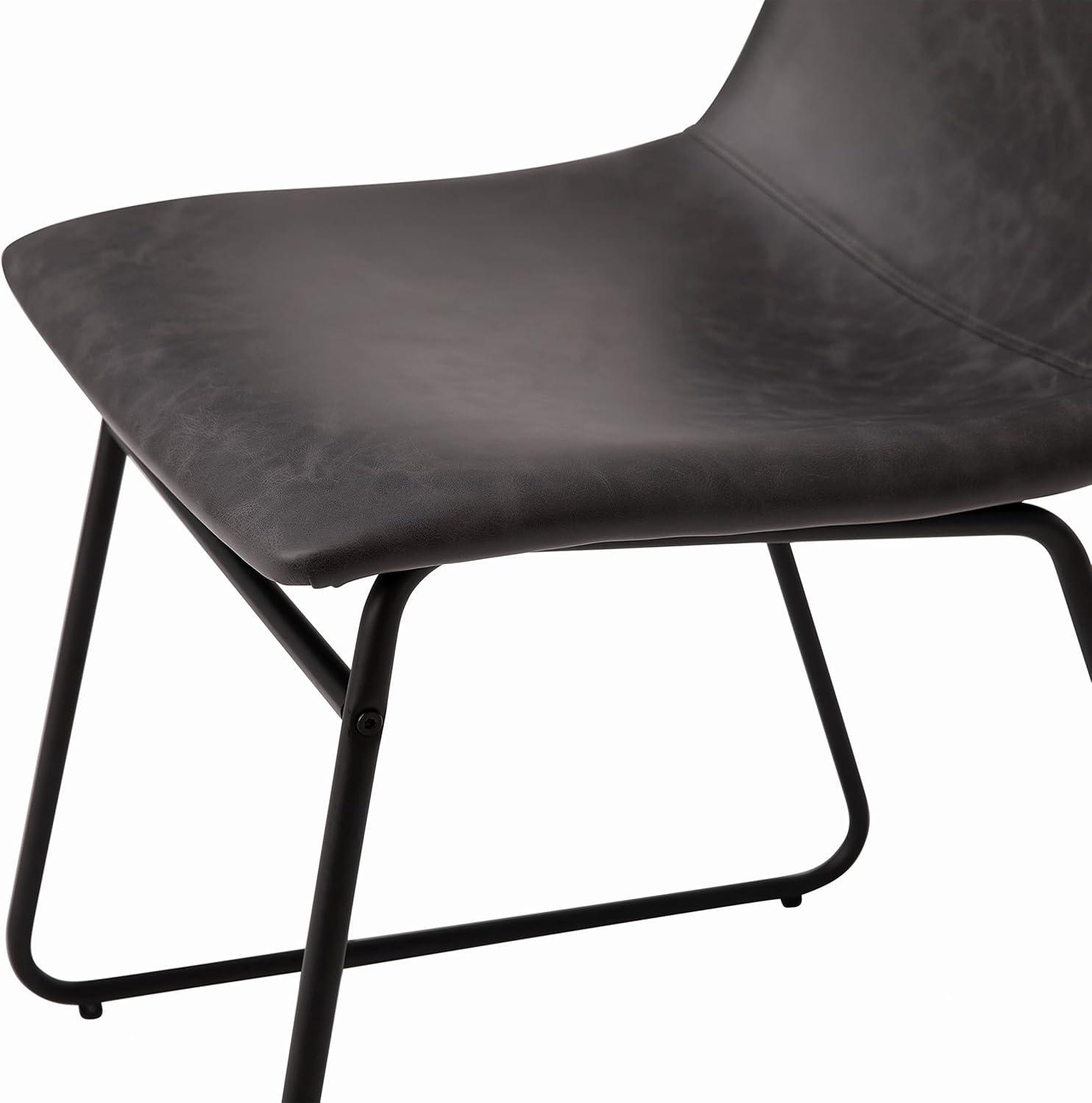 imageFlash Furniture Butler 18quot LeatherSoft Dining Table Height Chairs MidCentury Modern Bucket Style Dining Chairs Set of 2 Light GrayGoldGray LeathersoftBlack Frame