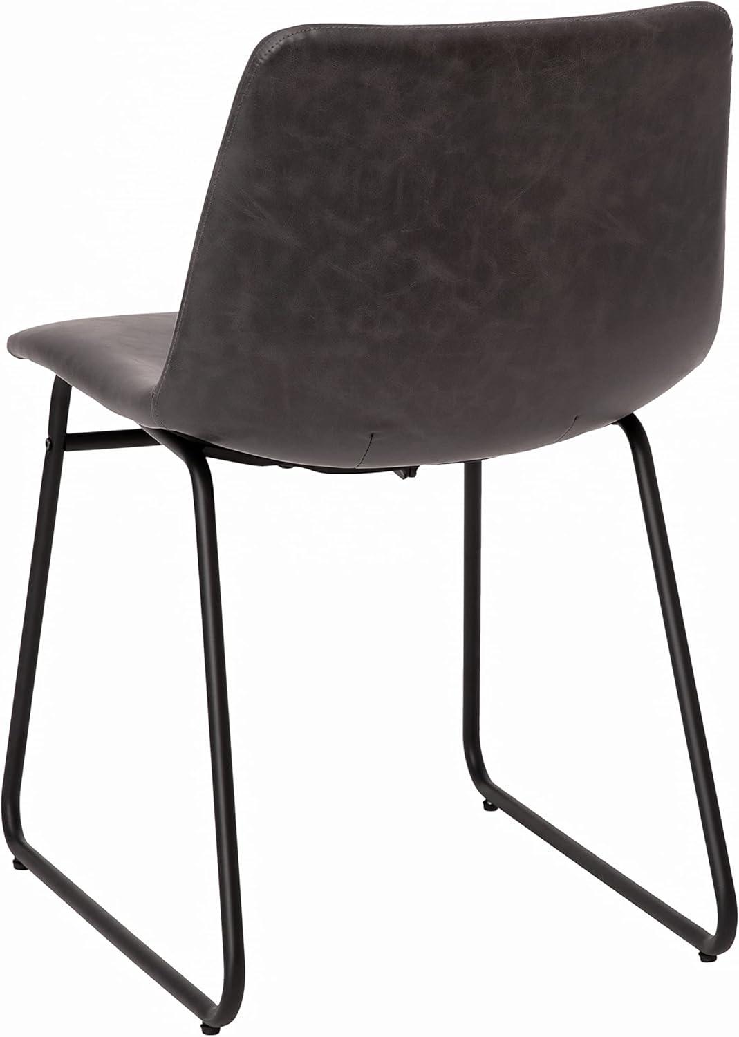 imageFlash Furniture Butler 18quot LeatherSoft Dining Table Height Chairs MidCentury Modern Bucket Style Dining Chairs Set of 2 Light GrayGoldGray LeathersoftBlack Frame