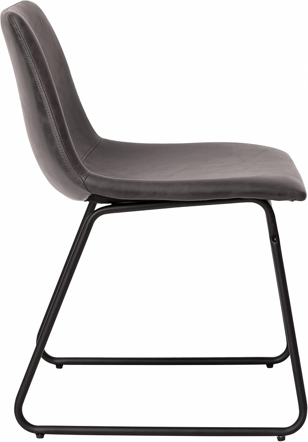imageFlash Furniture Butler 18quot LeatherSoft Dining Table Height Chairs MidCentury Modern Bucket Style Dining Chairs Set of 2 Light GrayGoldGray LeathersoftBlack Frame