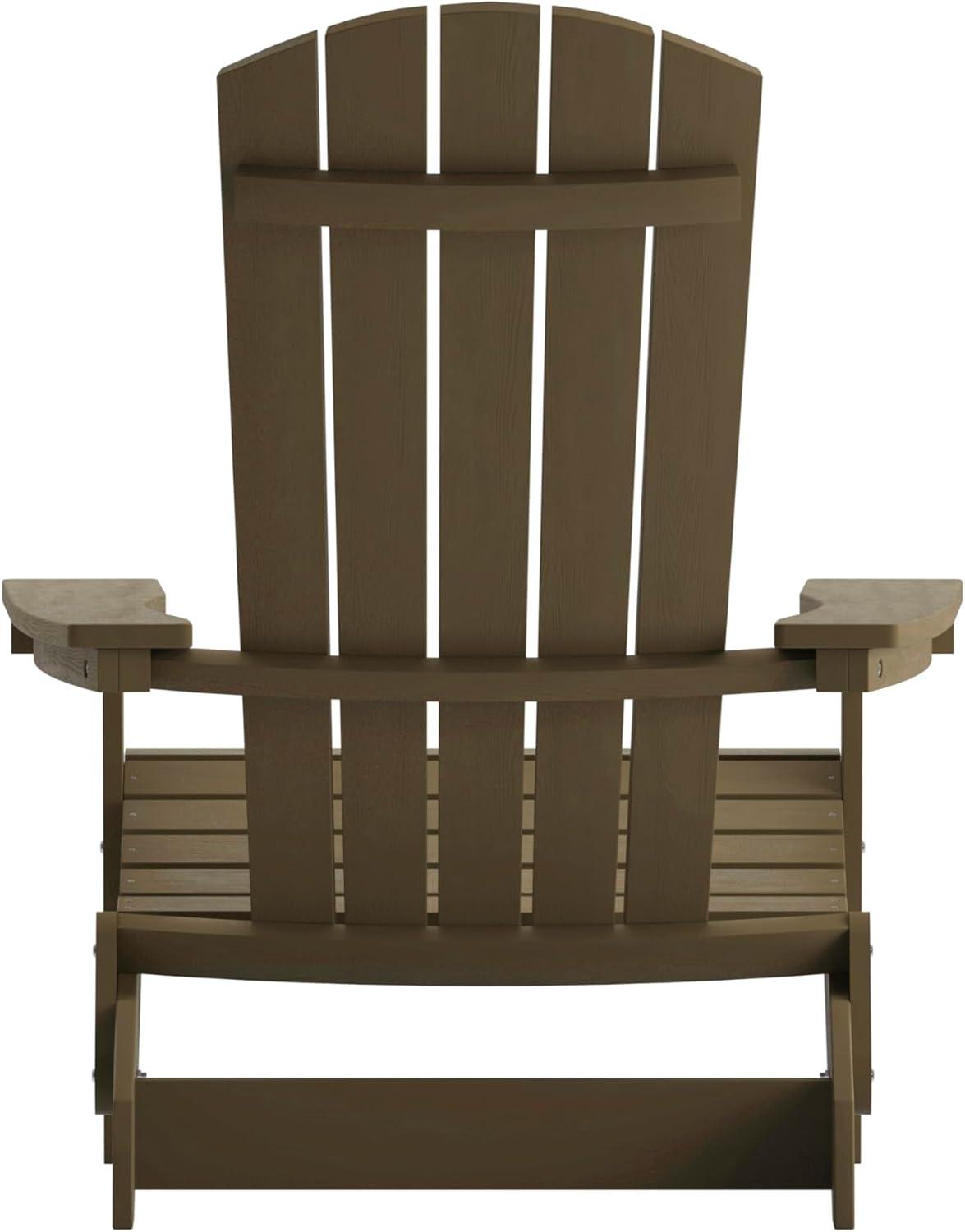imageFlash Furniture Charlestown Commercial Folding Adirondack Chair Mahogany Poly Resin IndoorOutdoor Weather ResistantMahogany