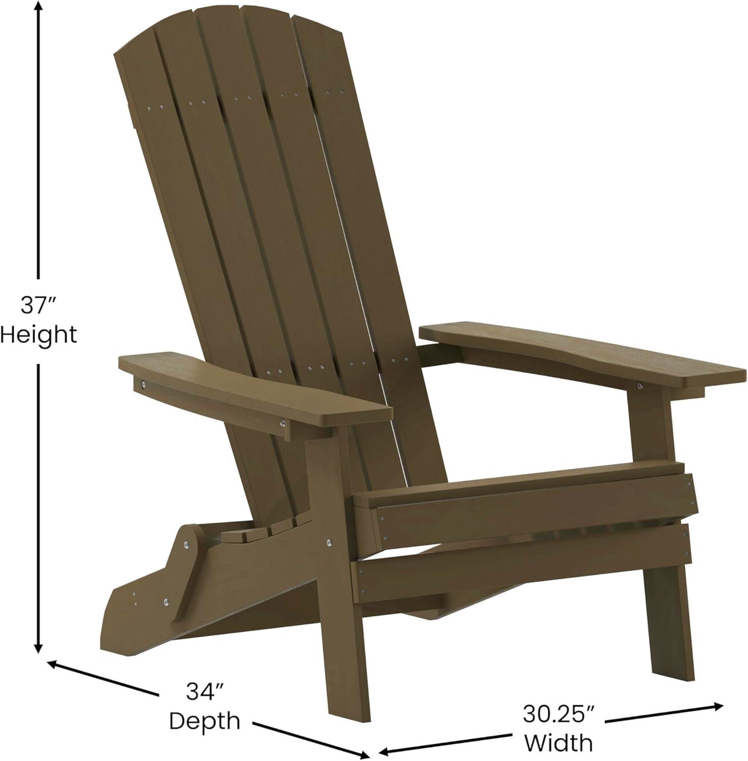 imageFlash Furniture Charlestown Commercial Folding Adirondack Chair Mahogany Poly Resin IndoorOutdoor Weather ResistantMahogany