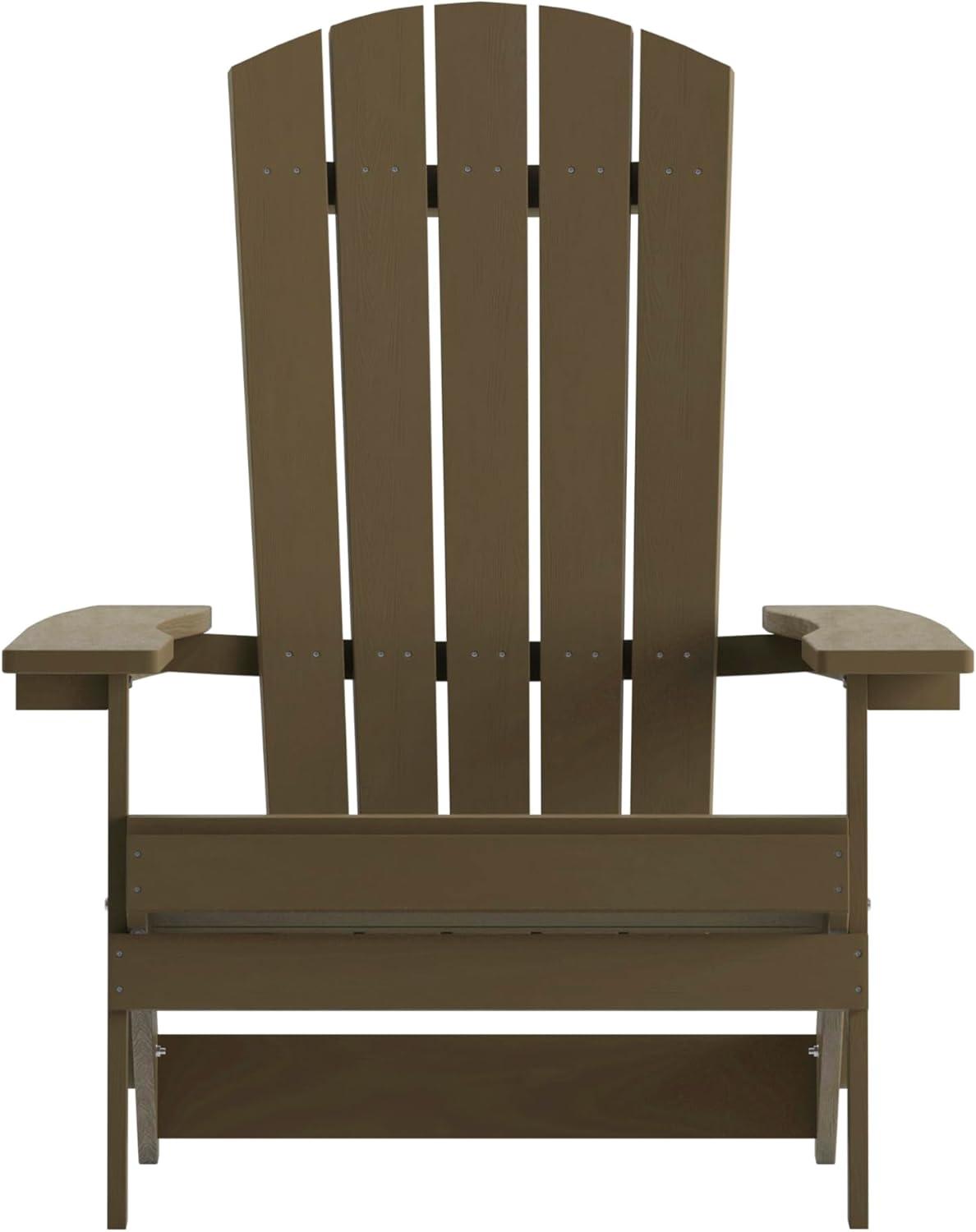 imageFlash Furniture Charlestown Commercial Folding Adirondack Chair Mahogany Poly Resin IndoorOutdoor Weather ResistantMahogany