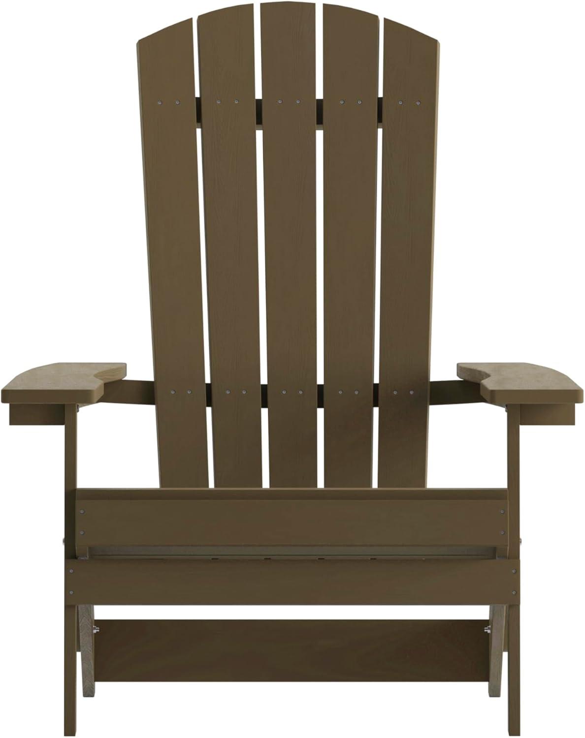imageFlash Furniture Charlestown Commercial Folding Adirondack Chair Mahogany Poly Resin IndoorOutdoor Weather ResistantMahogany