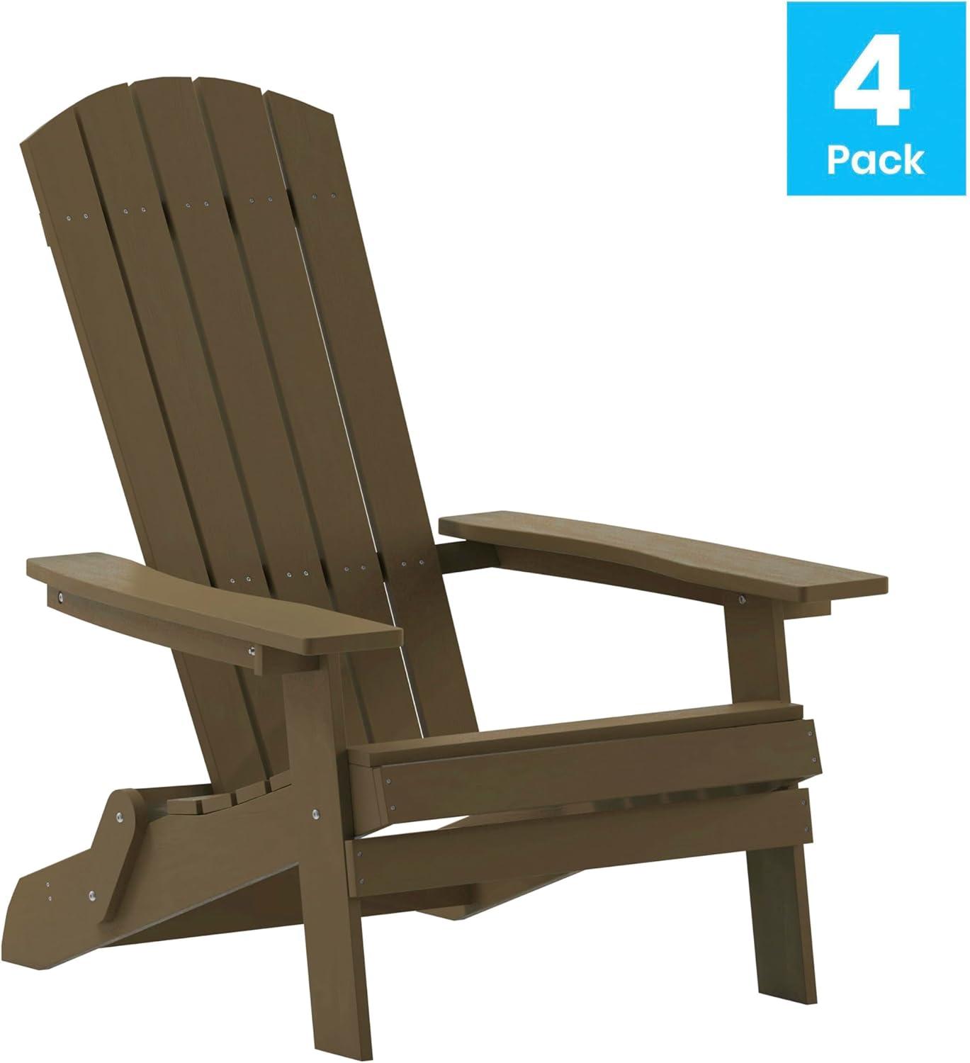 imageFlash Furniture Charlestown Commercial Folding Adirondack Chair Mahogany Poly Resin IndoorOutdoor Weather ResistantMahogany