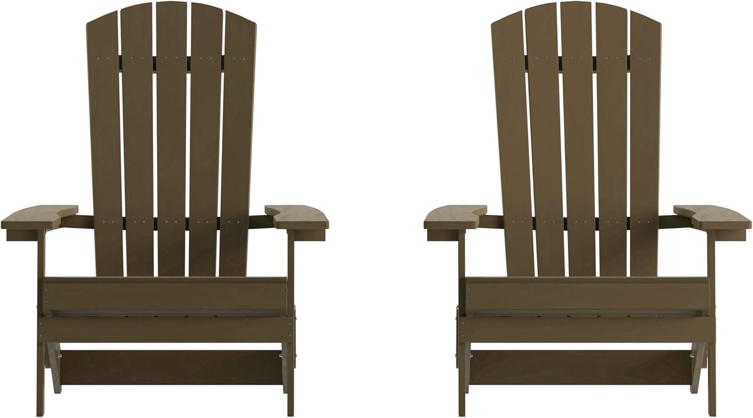 imageFlash Furniture Charlestown Commercial Folding Adirondack Chair Mahogany Poly Resin IndoorOutdoor Weather ResistantMahogany