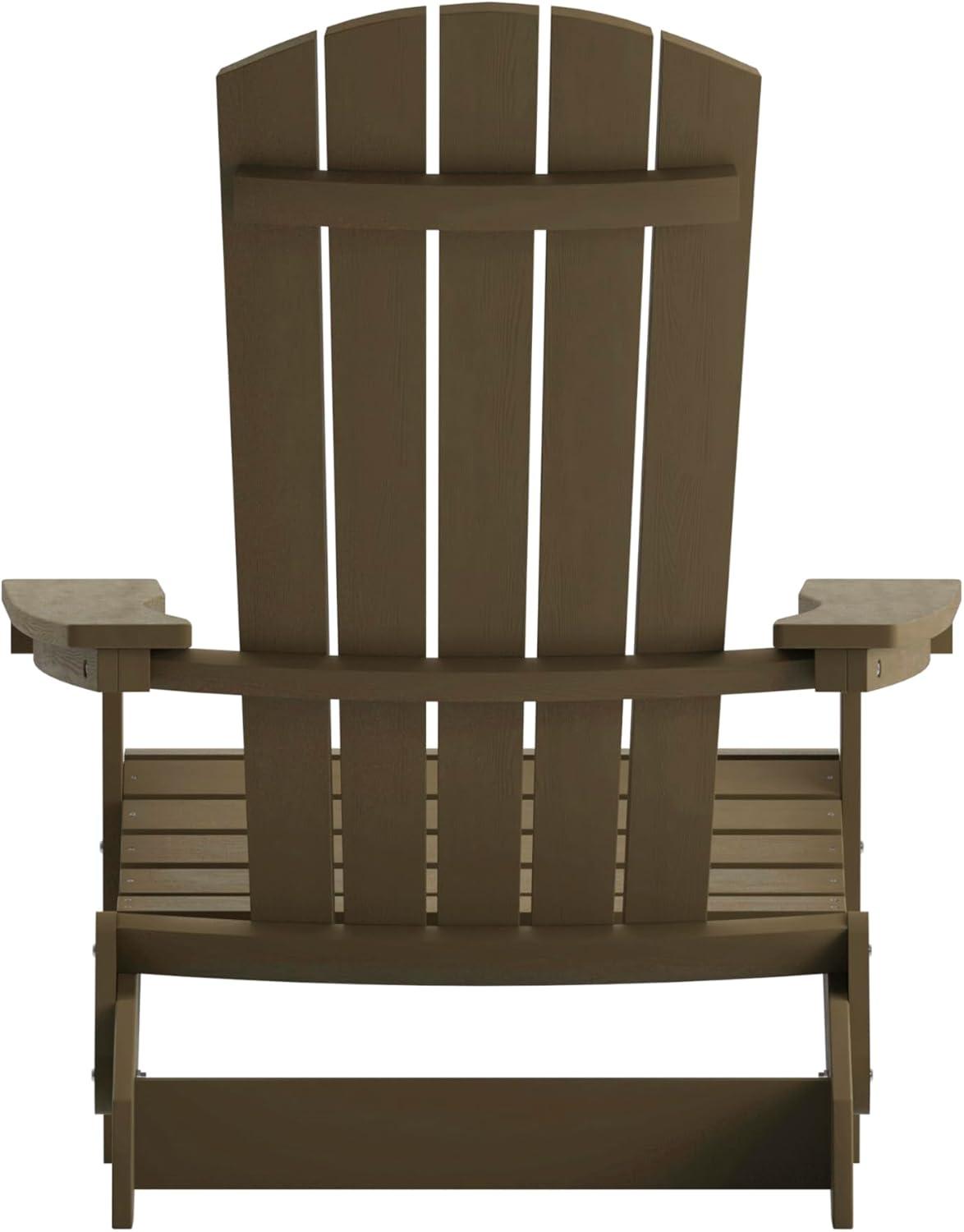 imageFlash Furniture Charlestown Commercial Folding Adirondack Chair Mahogany Poly Resin IndoorOutdoor Weather ResistantMahogany