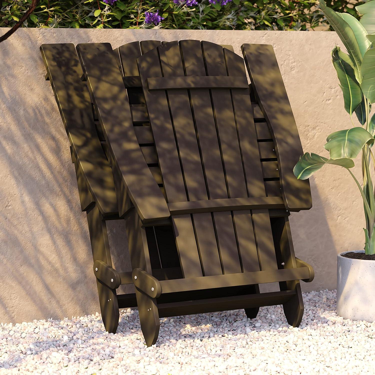 imageFlash Furniture Charlestown Commercial Folding Adirondack Chair Mahogany Poly Resin IndoorOutdoor Weather ResistantMahogany