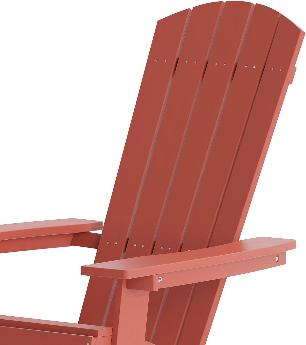 imageFlash Furniture Charlestown Commercial Folding Adirondack Chair Mahogany Poly Resin IndoorOutdoor Weather ResistantRed