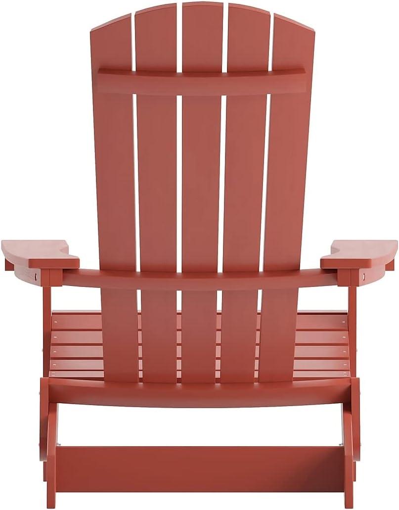 imageFlash Furniture Charlestown Commercial Folding Adirondack Chair Mahogany Poly Resin IndoorOutdoor Weather ResistantRed