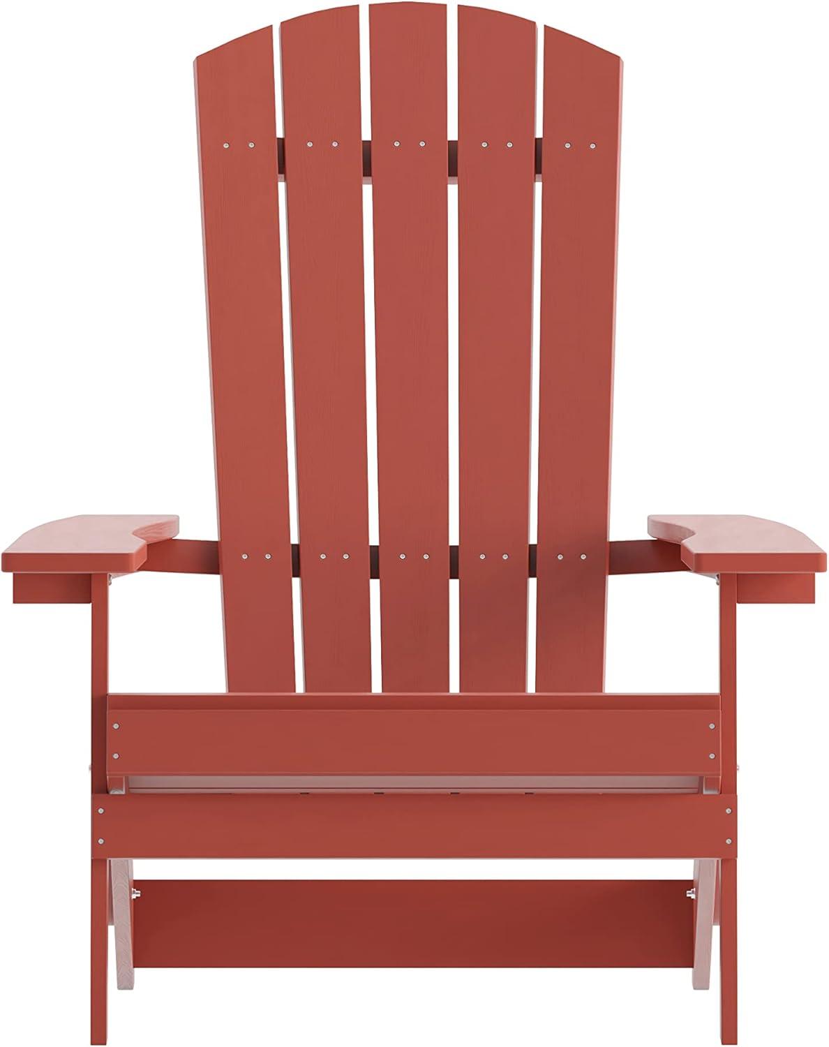 imageFlash Furniture Charlestown Commercial Folding Adirondack Chair Mahogany Poly Resin IndoorOutdoor Weather ResistantRed