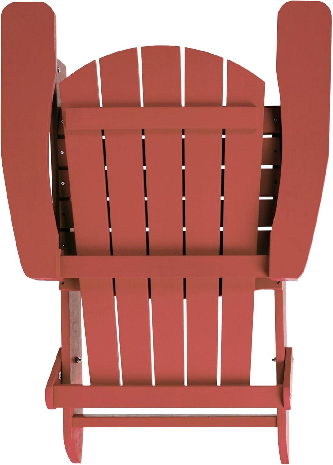 imageFlash Furniture Charlestown Commercial Folding Adirondack Chair Mahogany Poly Resin IndoorOutdoor Weather ResistantRed