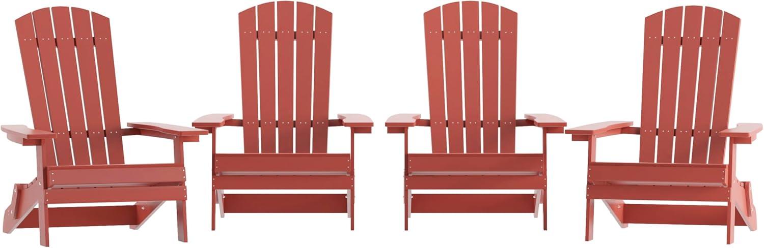 imageFlash Furniture Charlestown Commercial Folding Adirondack Chair Mahogany Poly Resin IndoorOutdoor Weather ResistantRed
