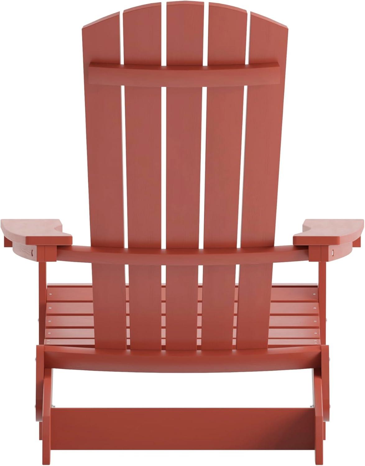 imageFlash Furniture Charlestown Commercial Folding Adirondack Chair Mahogany Poly Resin IndoorOutdoor Weather ResistantRed