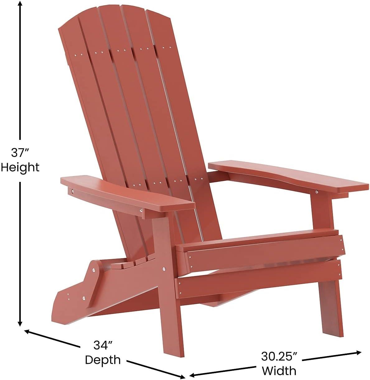 imageFlash Furniture Charlestown Commercial Folding Adirondack Chair Mahogany Poly Resin IndoorOutdoor Weather ResistantRed