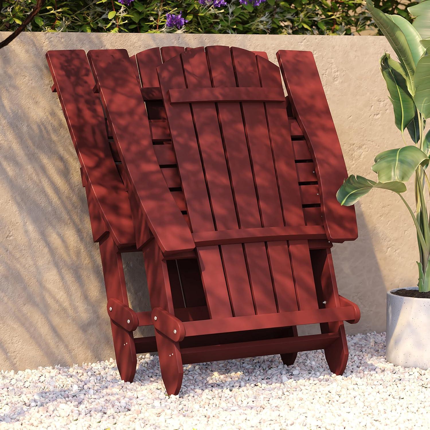 imageFlash Furniture Charlestown Commercial Folding Adirondack Chair Mahogany Poly Resin IndoorOutdoor Weather ResistantRed