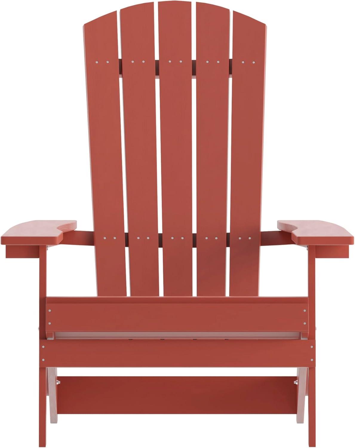 imageFlash Furniture Charlestown Commercial Folding Adirondack Chair Mahogany Poly Resin IndoorOutdoor Weather ResistantRed