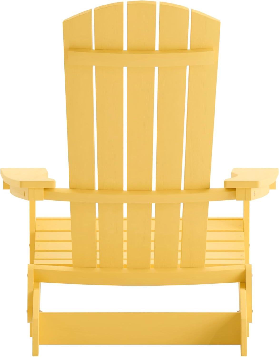 imageFlash Furniture Charlestown Commercial Folding Adirondack Chair Mahogany Poly Resin IndoorOutdoor Weather ResistantYellow