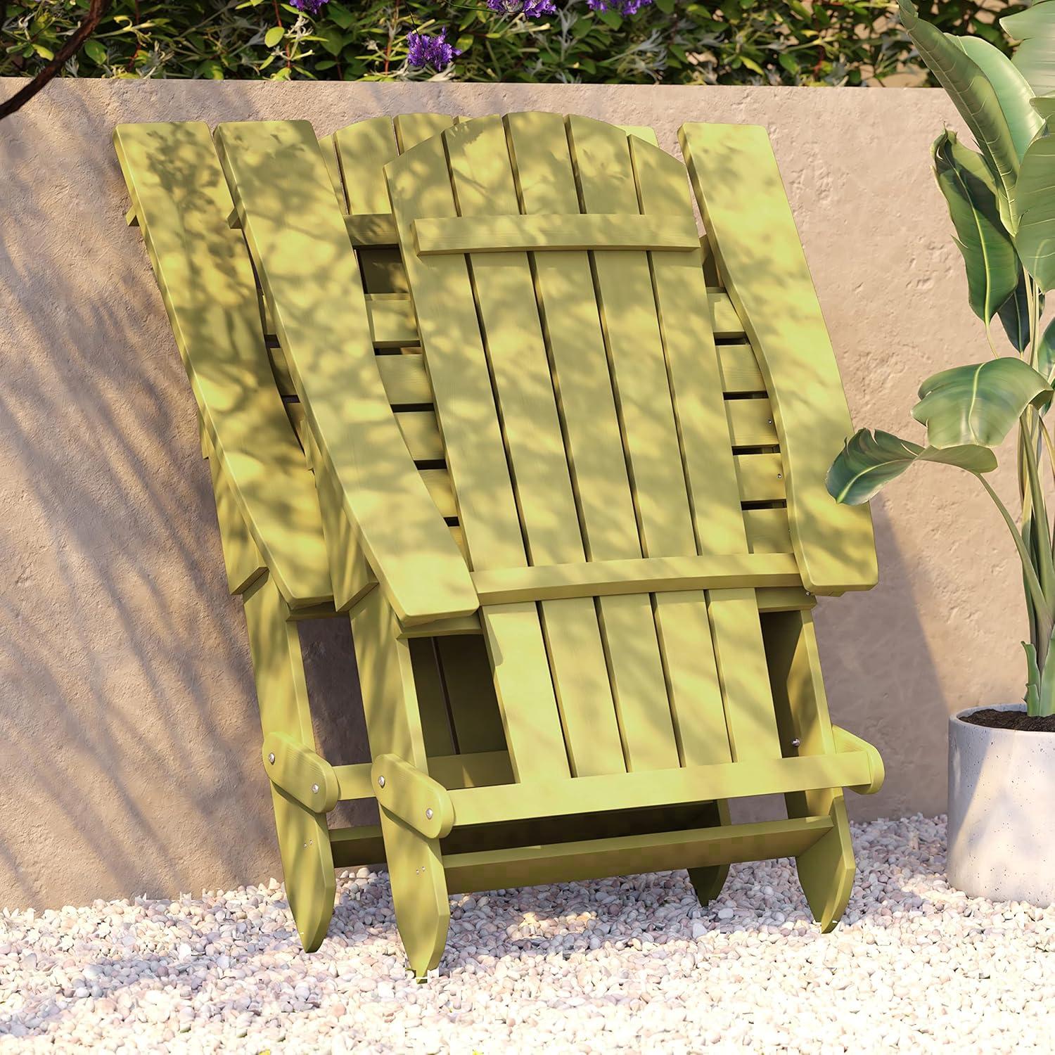 imageFlash Furniture Charlestown Commercial Folding Adirondack Chair Mahogany Poly Resin IndoorOutdoor Weather ResistantYellow