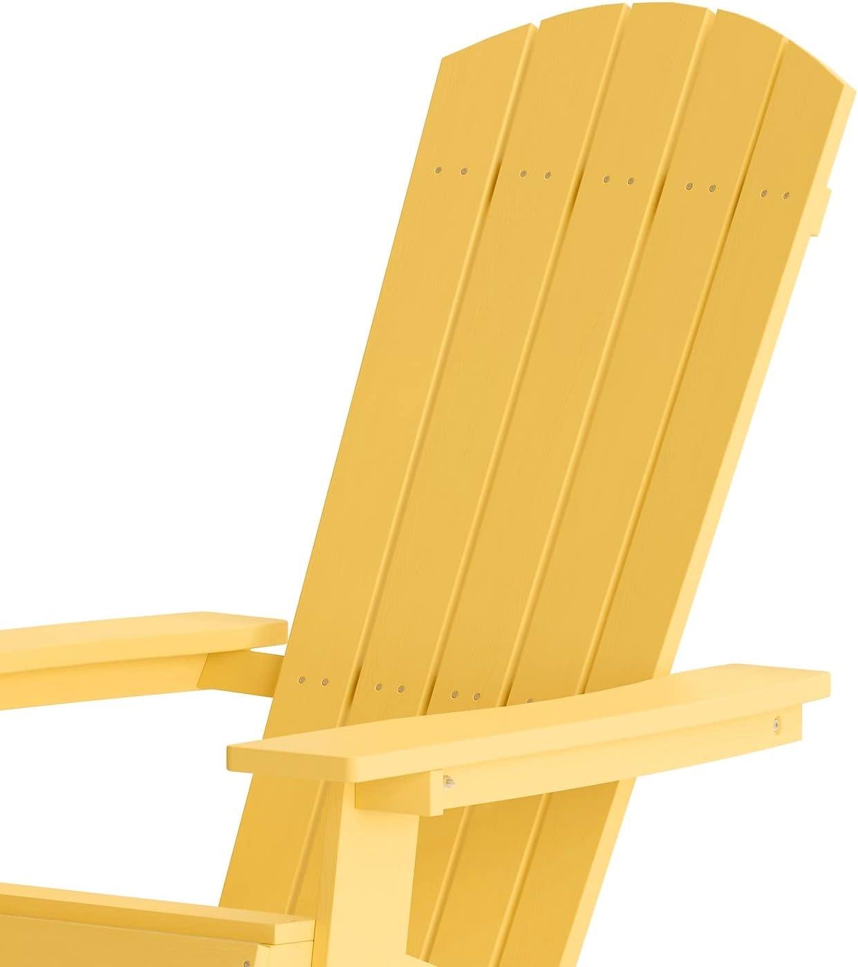 imageFlash Furniture Charlestown Commercial Folding Adirondack Chair Mahogany Poly Resin IndoorOutdoor Weather ResistantYellow