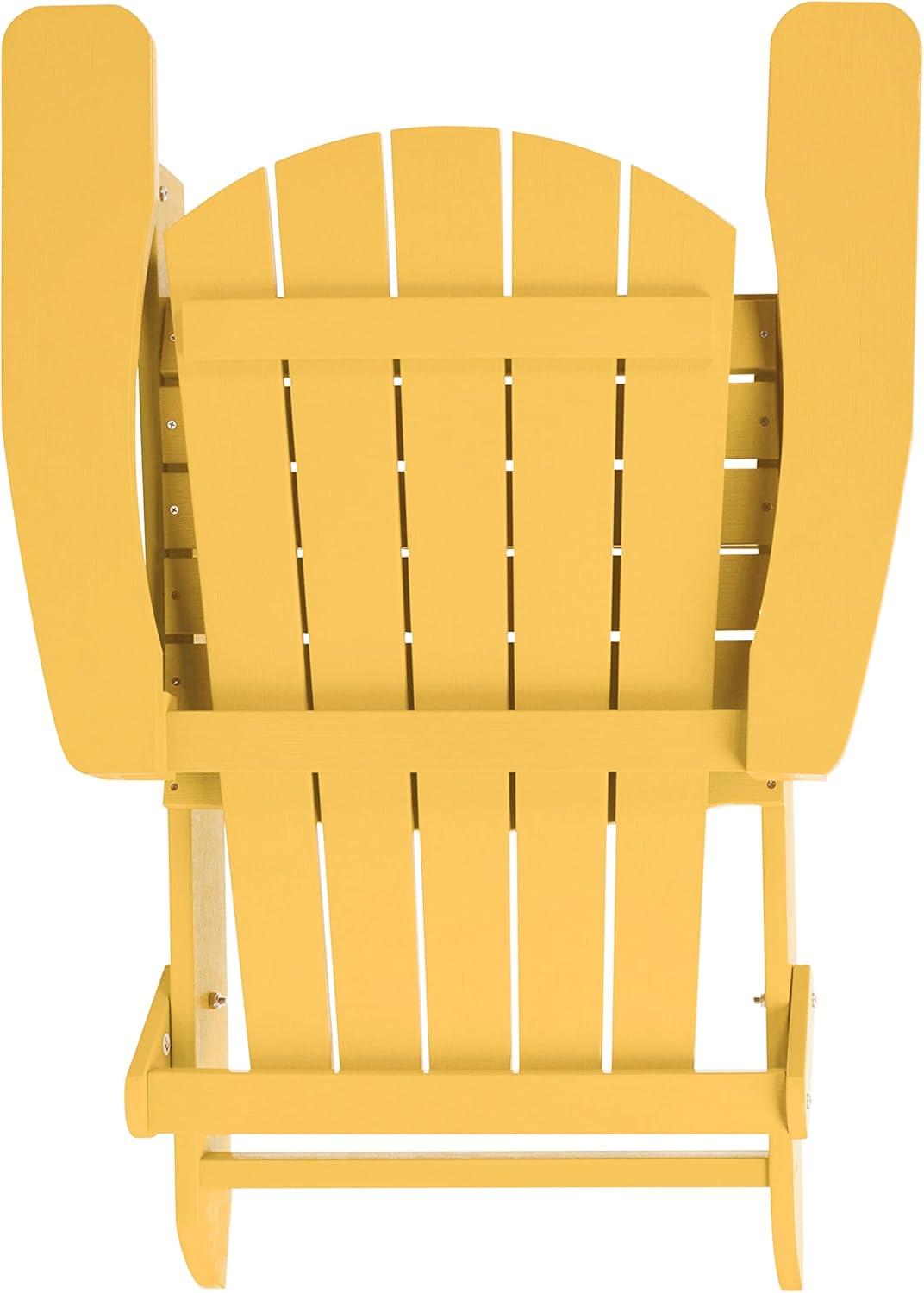 imageFlash Furniture Charlestown Commercial Folding Adirondack Chair Mahogany Poly Resin IndoorOutdoor Weather ResistantYellow