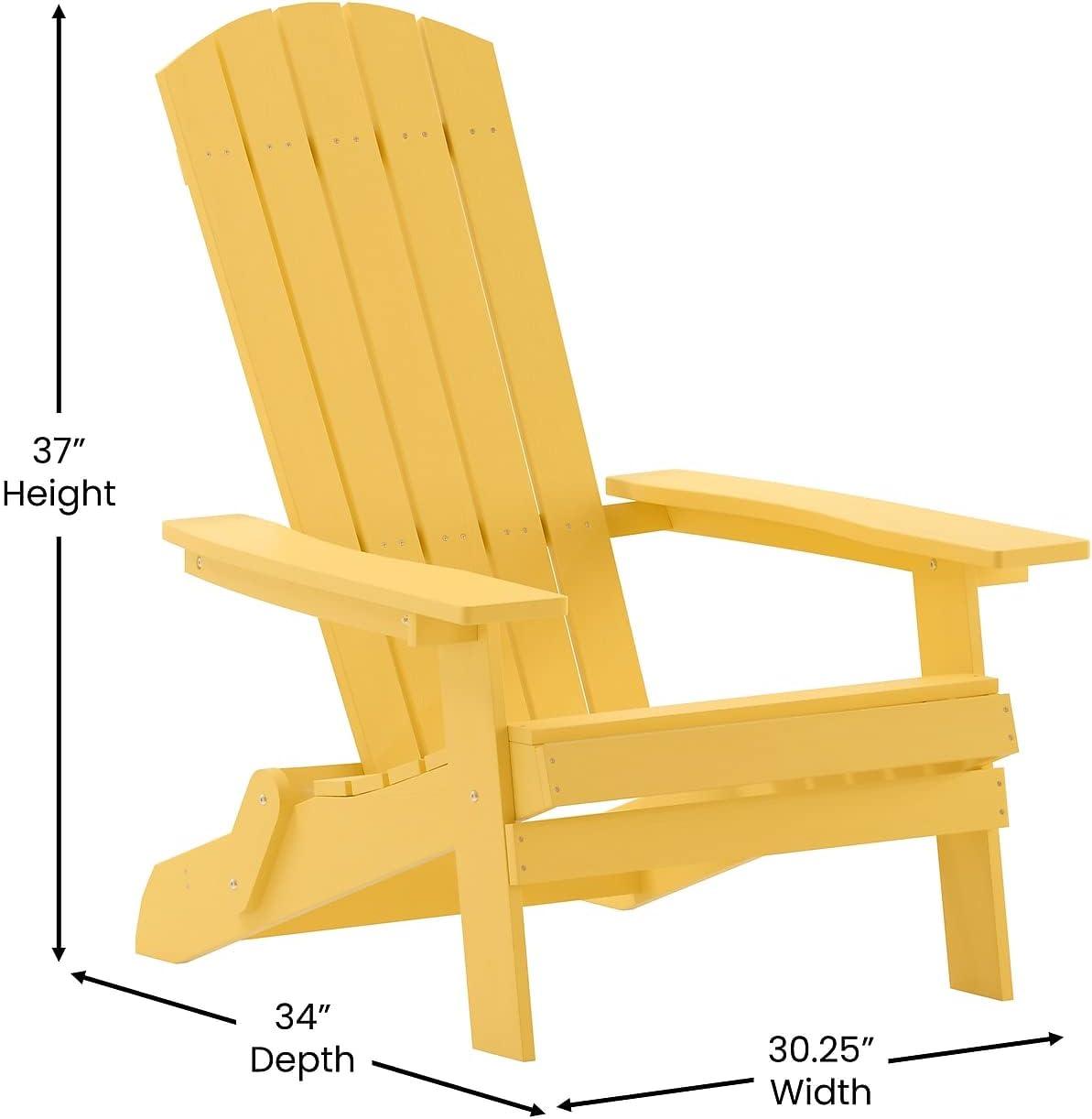 imageFlash Furniture Charlestown Commercial Folding Adirondack Chair Mahogany Poly Resin IndoorOutdoor Weather ResistantYellow