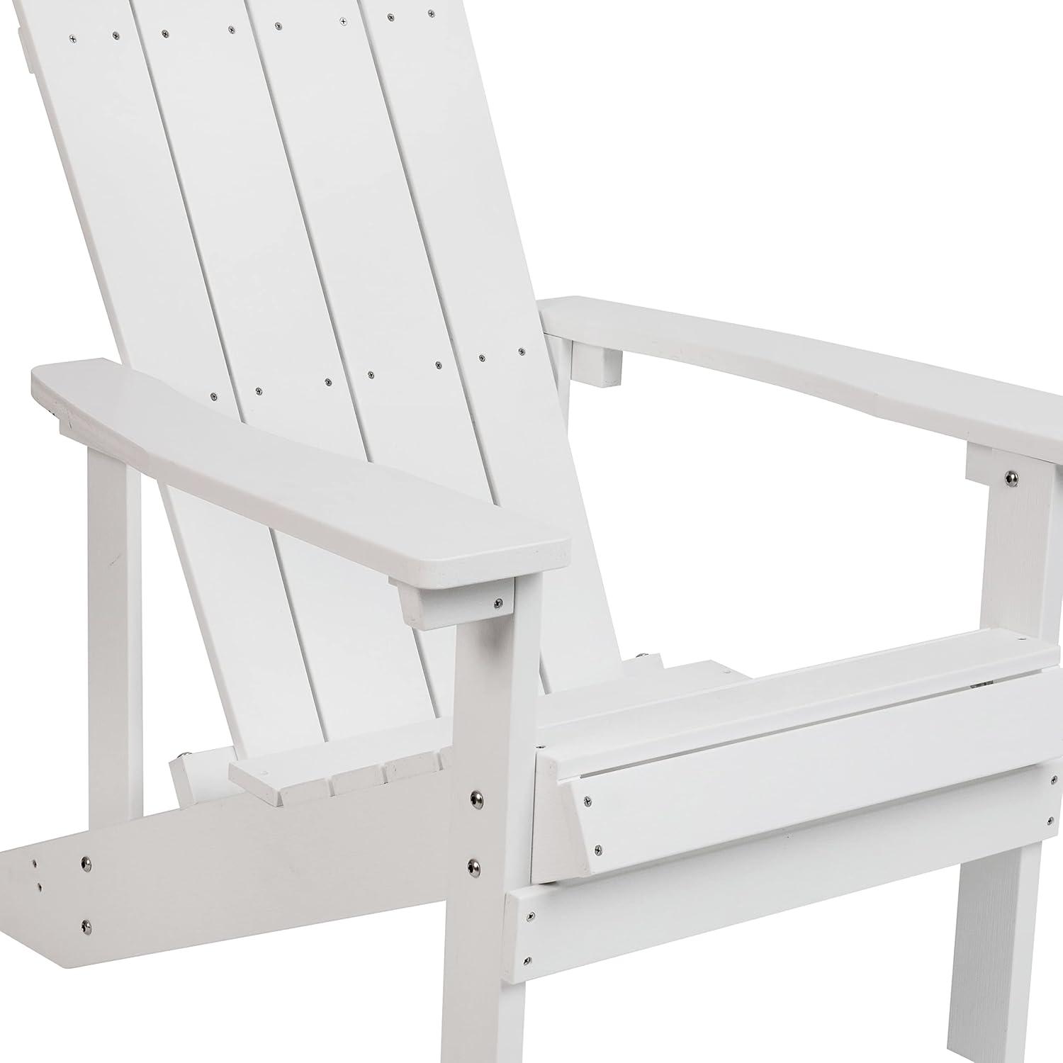 imageFlash Furniture Charlestown Commercial Grade IndoorOutdoor Adirondack Chair Weather Resistant Durable Poly Resin Deck and Patio Seating Slate GrayWhite