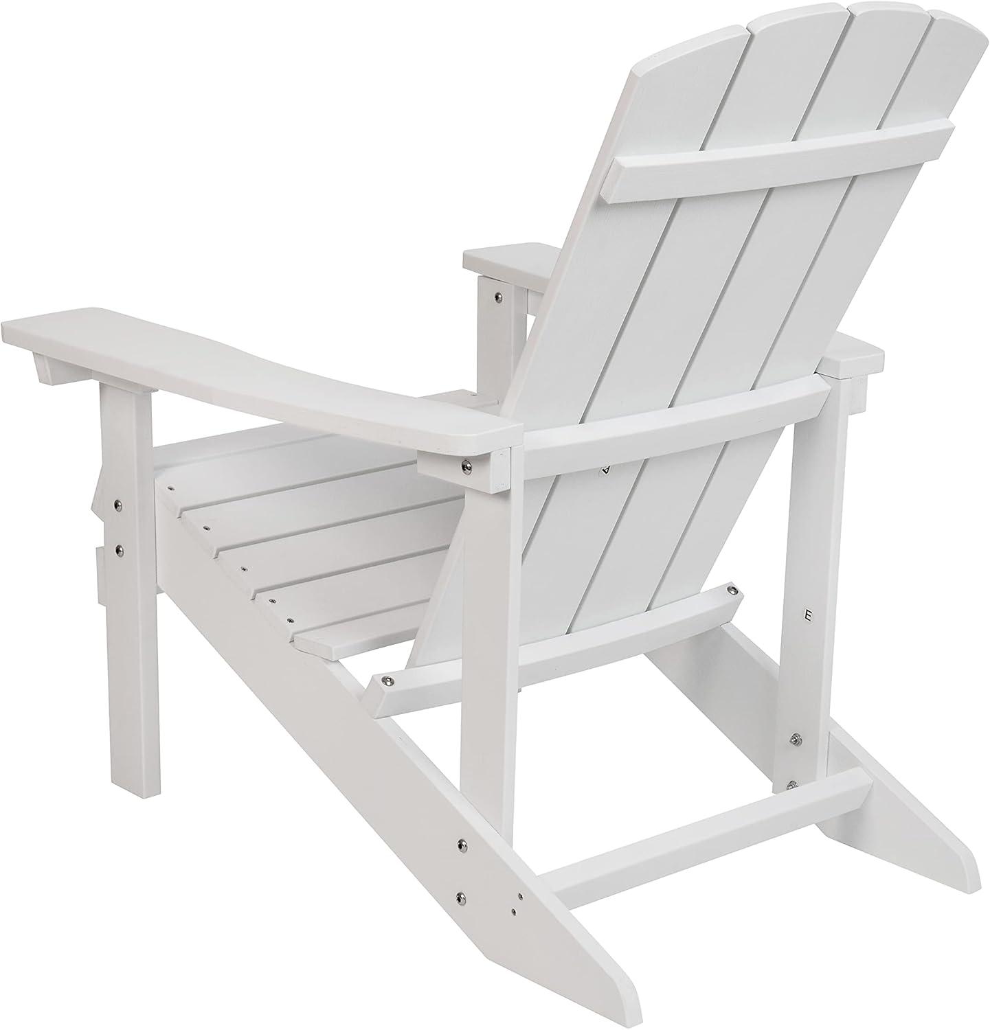 imageFlash Furniture Charlestown Commercial Grade IndoorOutdoor Adirondack Chair Weather Resistant Durable Poly Resin Deck and Patio Seating Slate GrayWhite
