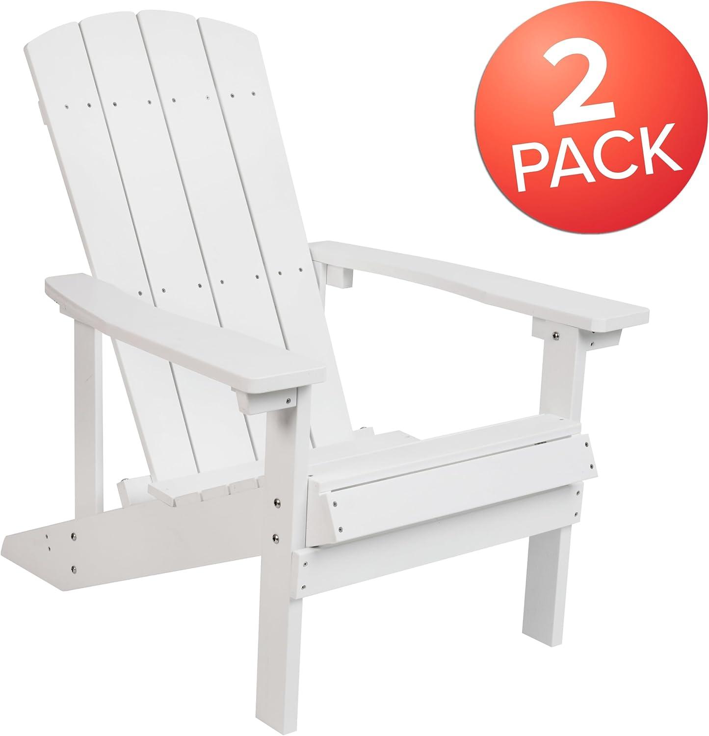 imageFlash Furniture Charlestown Commercial Grade IndoorOutdoor Adirondack Chair Weather Resistant Durable Poly Resin Deck and Patio Seating Slate GrayWhite