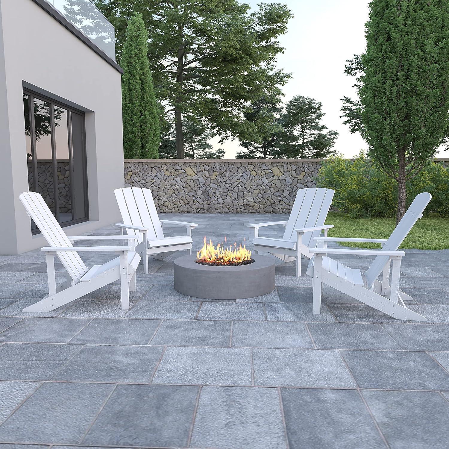 imageFlash Furniture Charlestown Commercial Grade IndoorOutdoor Adirondack Chair Weather Resistant Durable Poly Resin Deck and Patio Seating Slate GrayWhite