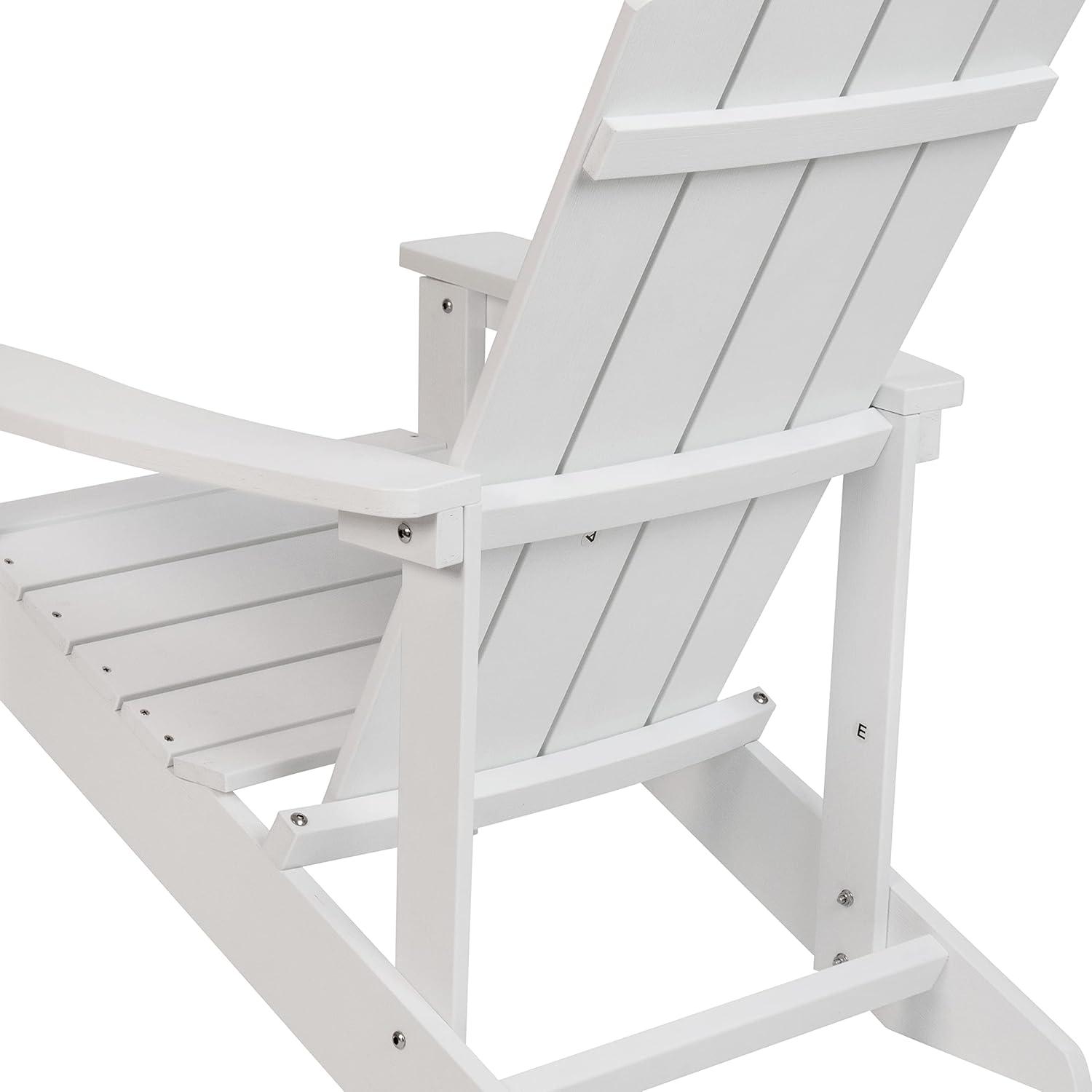 imageFlash Furniture Charlestown Commercial Grade IndoorOutdoor Adirondack Chair Weather Resistant Durable Poly Resin Deck and Patio Seating Slate GrayWhite
