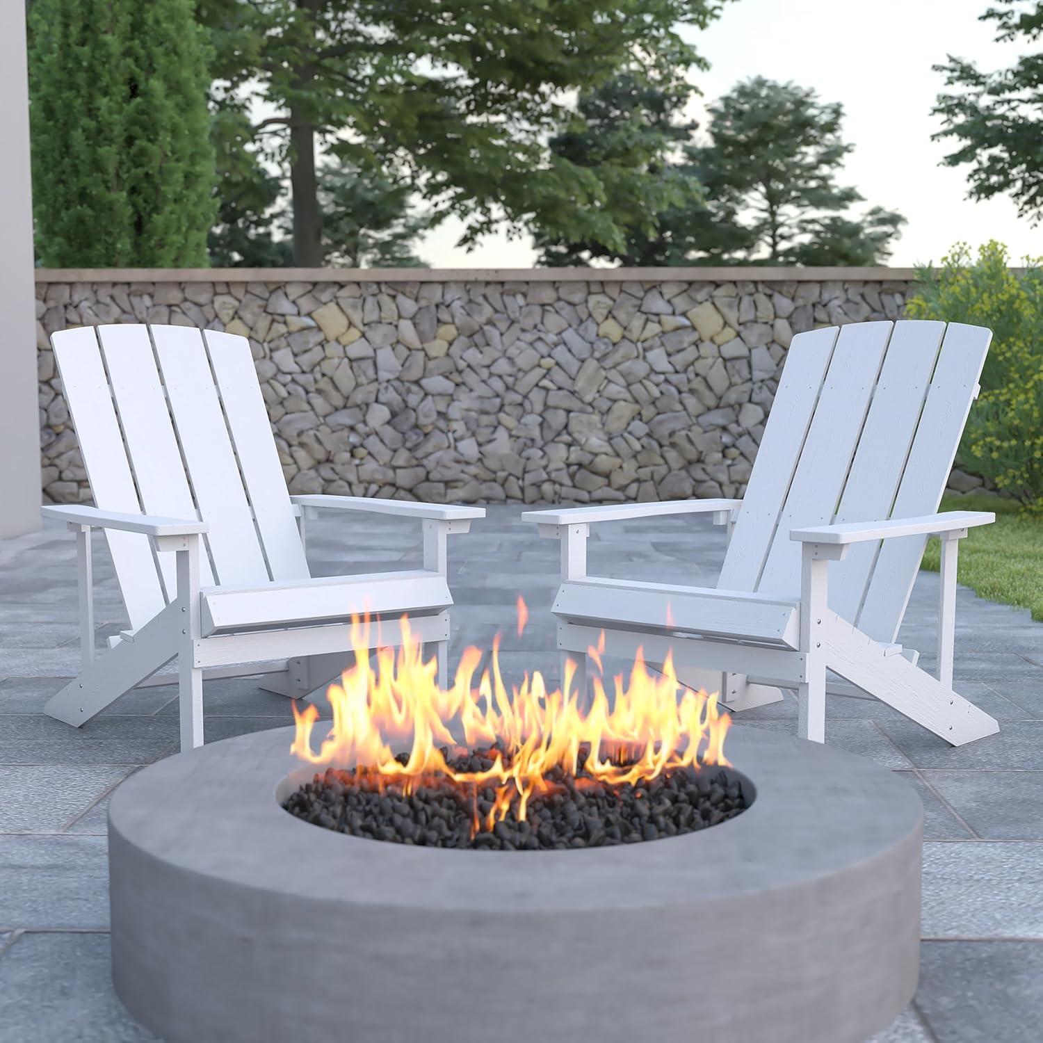 imageFlash Furniture Charlestown Commercial Grade IndoorOutdoor Adirondack Chair Weather Resistant Durable Poly Resin Deck and Patio Seating Slate GrayWhite